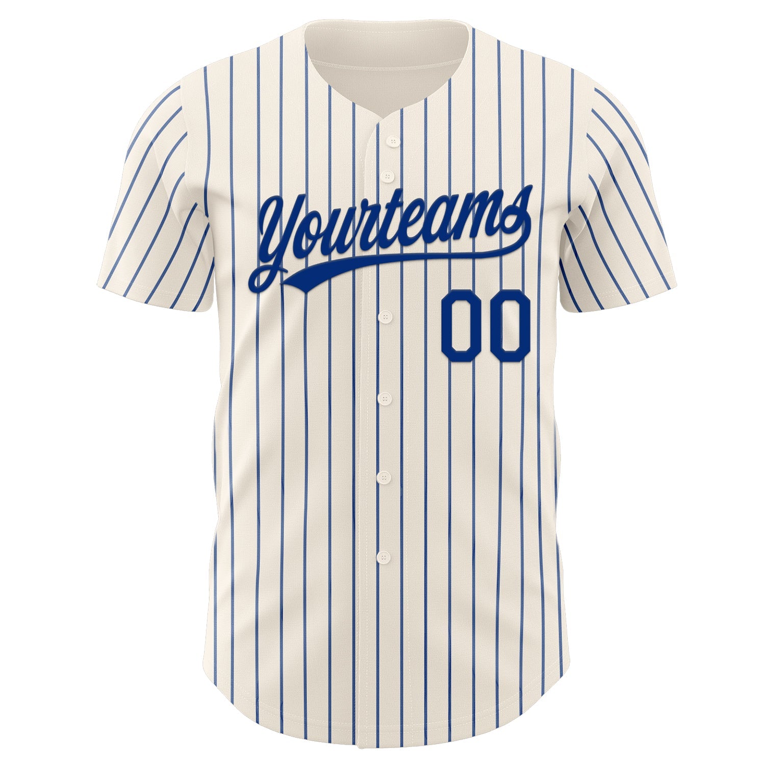 Custom Cream Royal Pinstripe Royal Authentic Baseball Jersey view 4