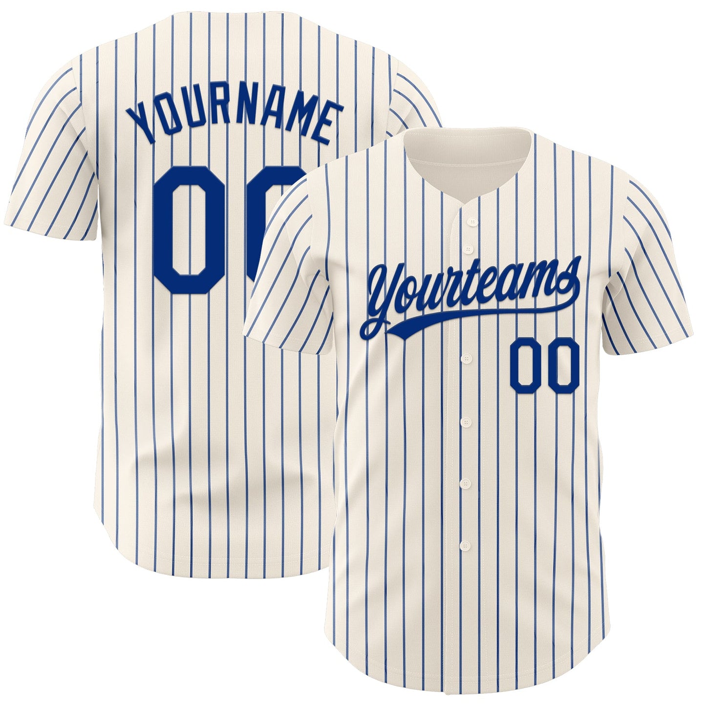 Custom Cream Royal Pinstripe Royal Authentic Baseball Jersey - Main View