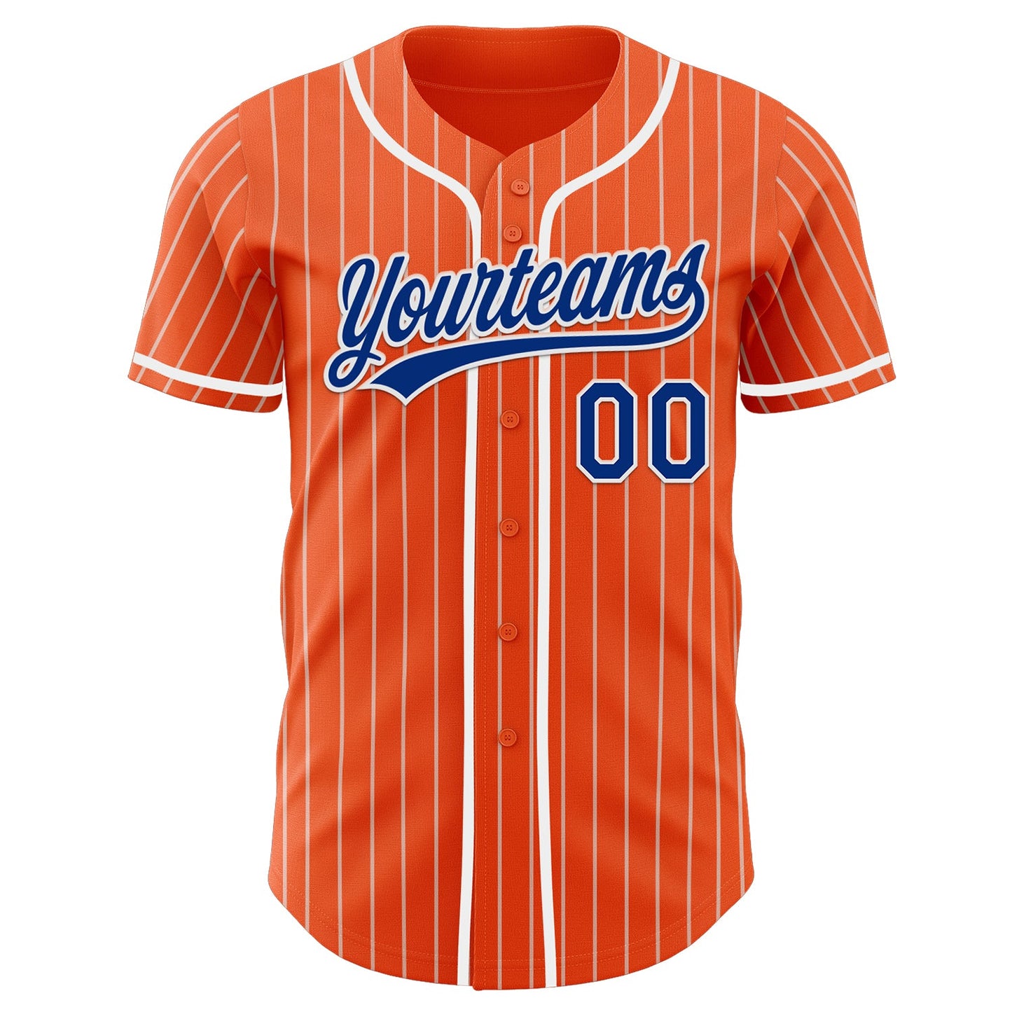 Custom Orange White Pinstripe Royal-White Authentic Baseball Jersey view 4