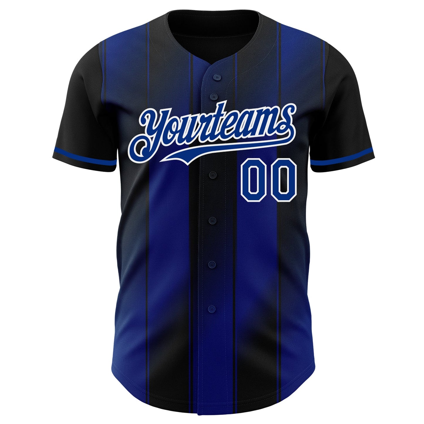 Custom Black Royal-White Gradient Classic Vertical Stripe Authentic Baseball Jersey view 2
