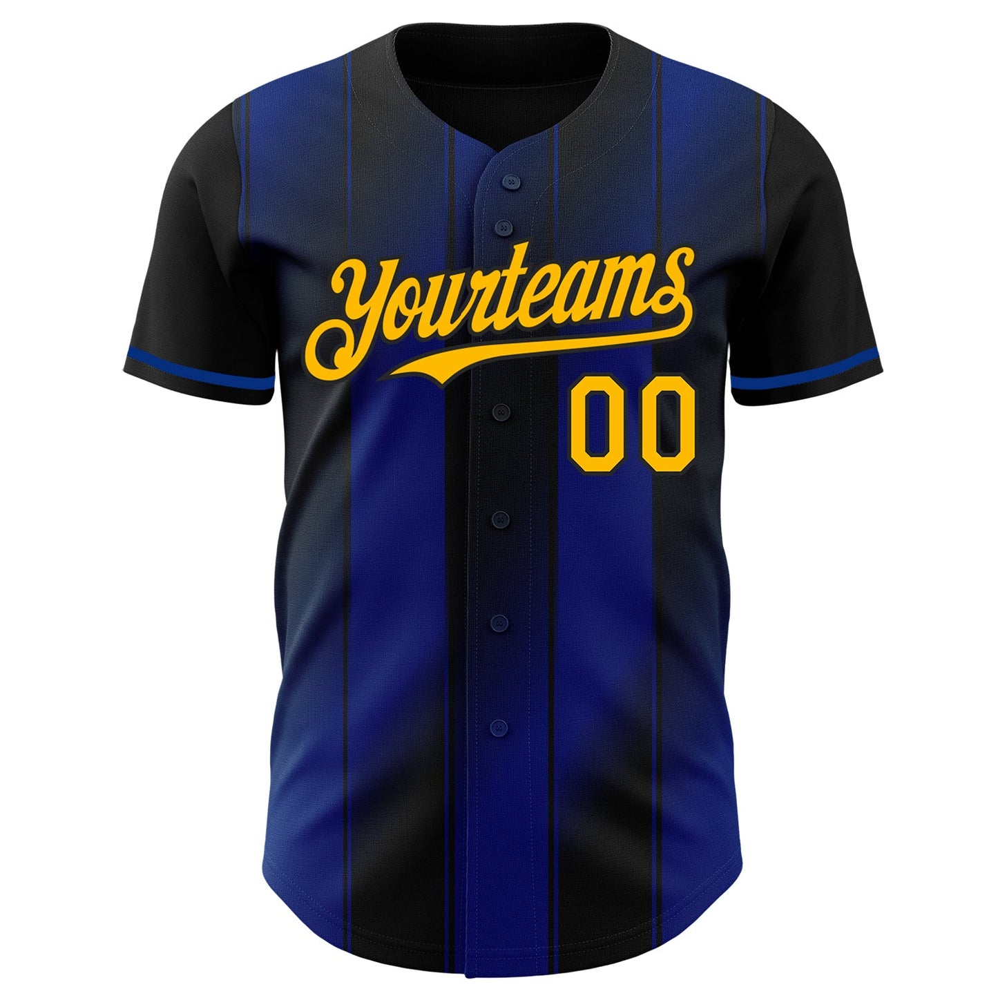 Custom Black Gold-Royal Gradient Classic Vertical Stripe Authentic Baseball Jersey view 2