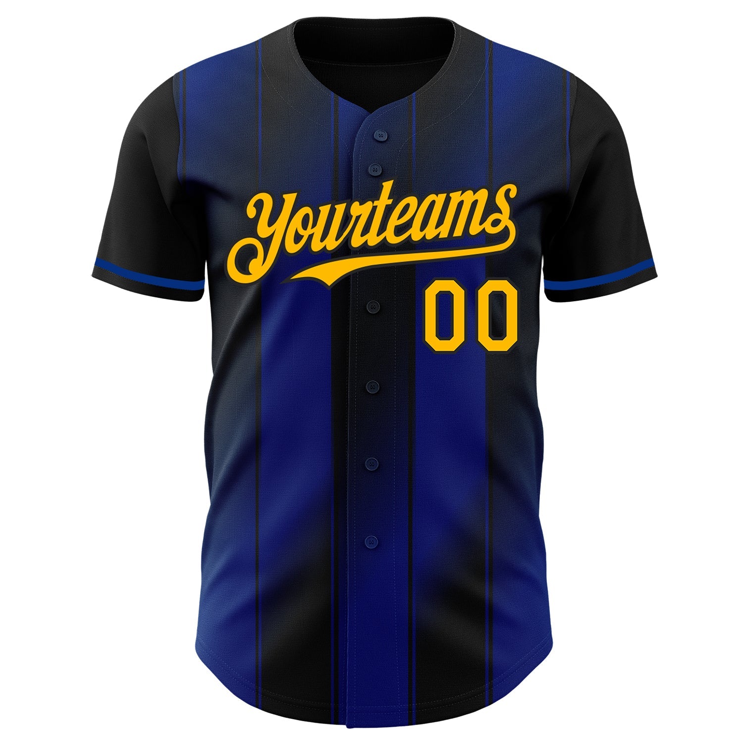 Custom Black Gold-Royal Gradient Classic Vertical Stripe Authentic Baseball Jersey view 2