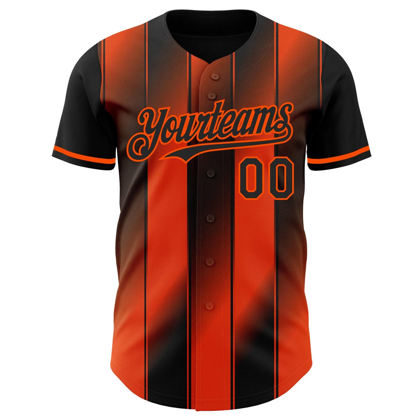 Custom Black-Orange Gradient Classic Vertical Stripe Authentic Baseball Jersey view 2
