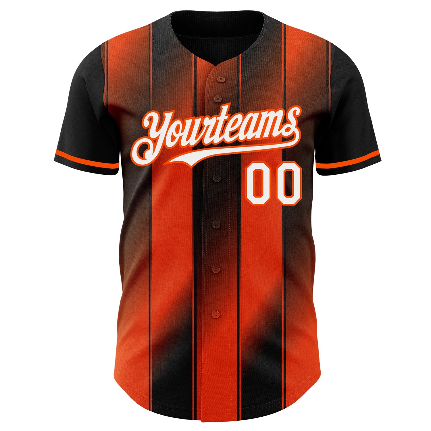 Custom Black White-Orange Gradient Classic Vertical Stripe Authentic Baseball Jersey view 2