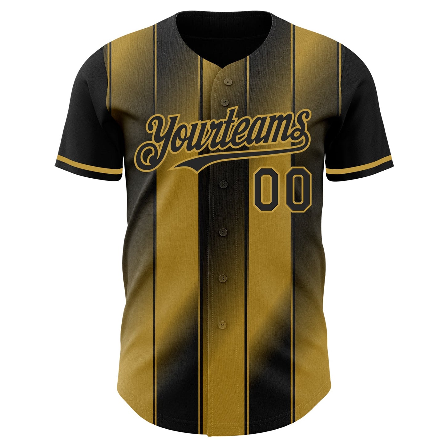 Custom Black-Old Gold Gradient Classic Vertical Stripe Authentic Baseball Jersey view 2