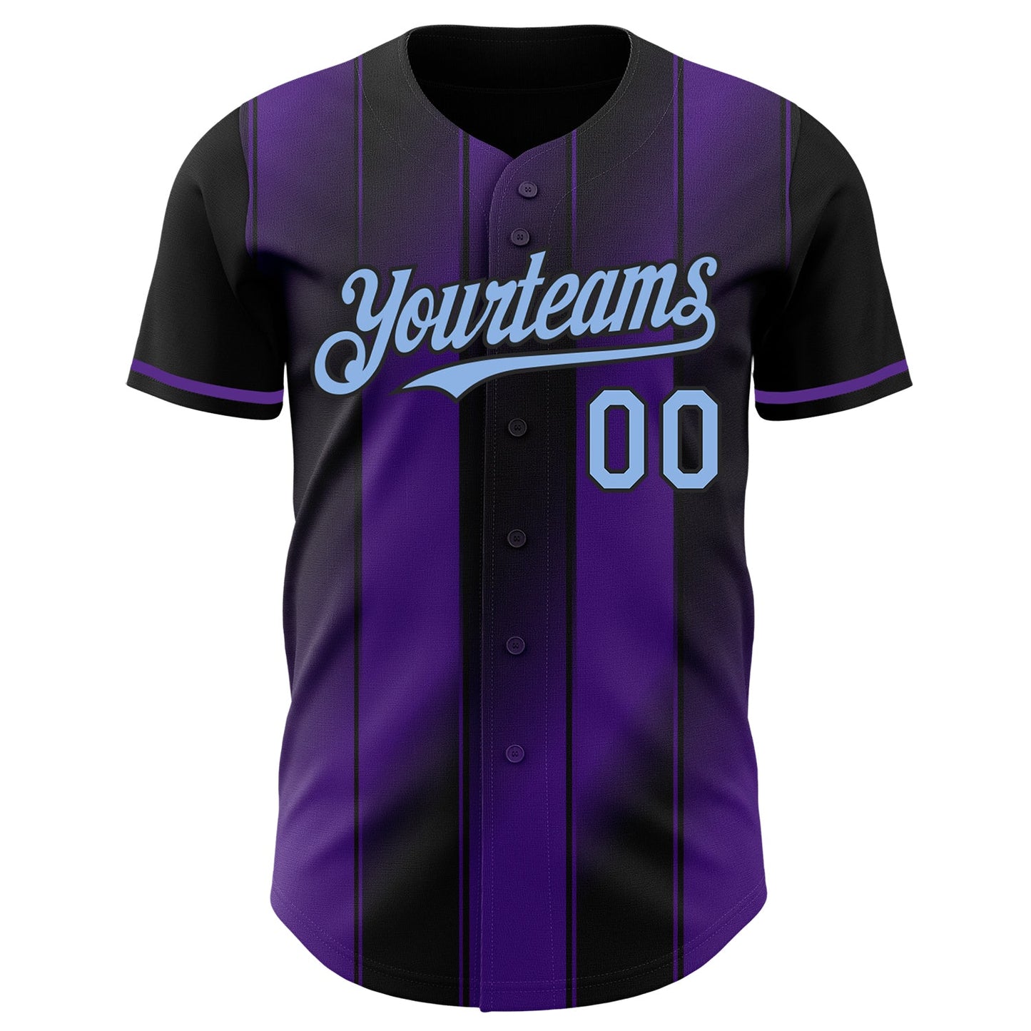 Custom Black Light Blue-Purple Gradient Classic Vertical Stripe Authentic Baseball Jersey view 2