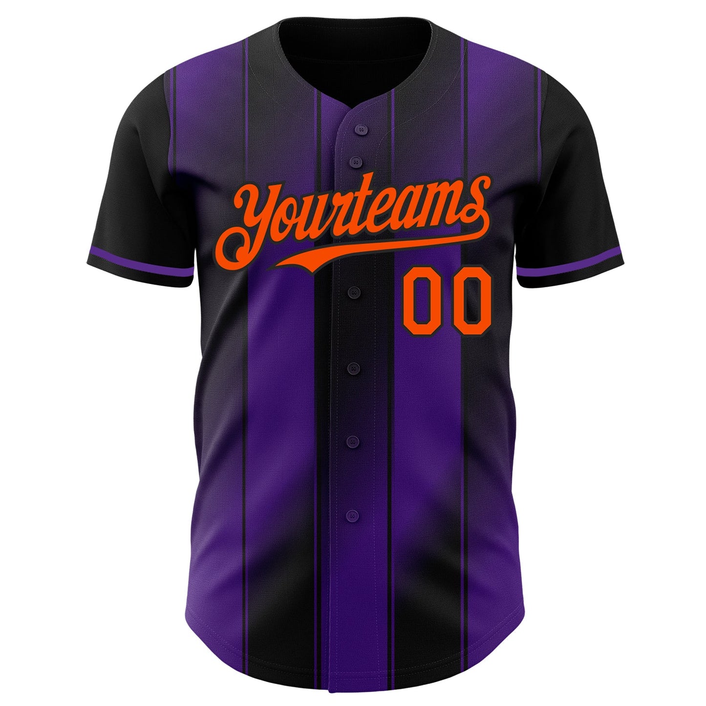 Custom Black Orange-Purple Gradient Classic Vertical Stripe Authentic Baseball Jersey view 2