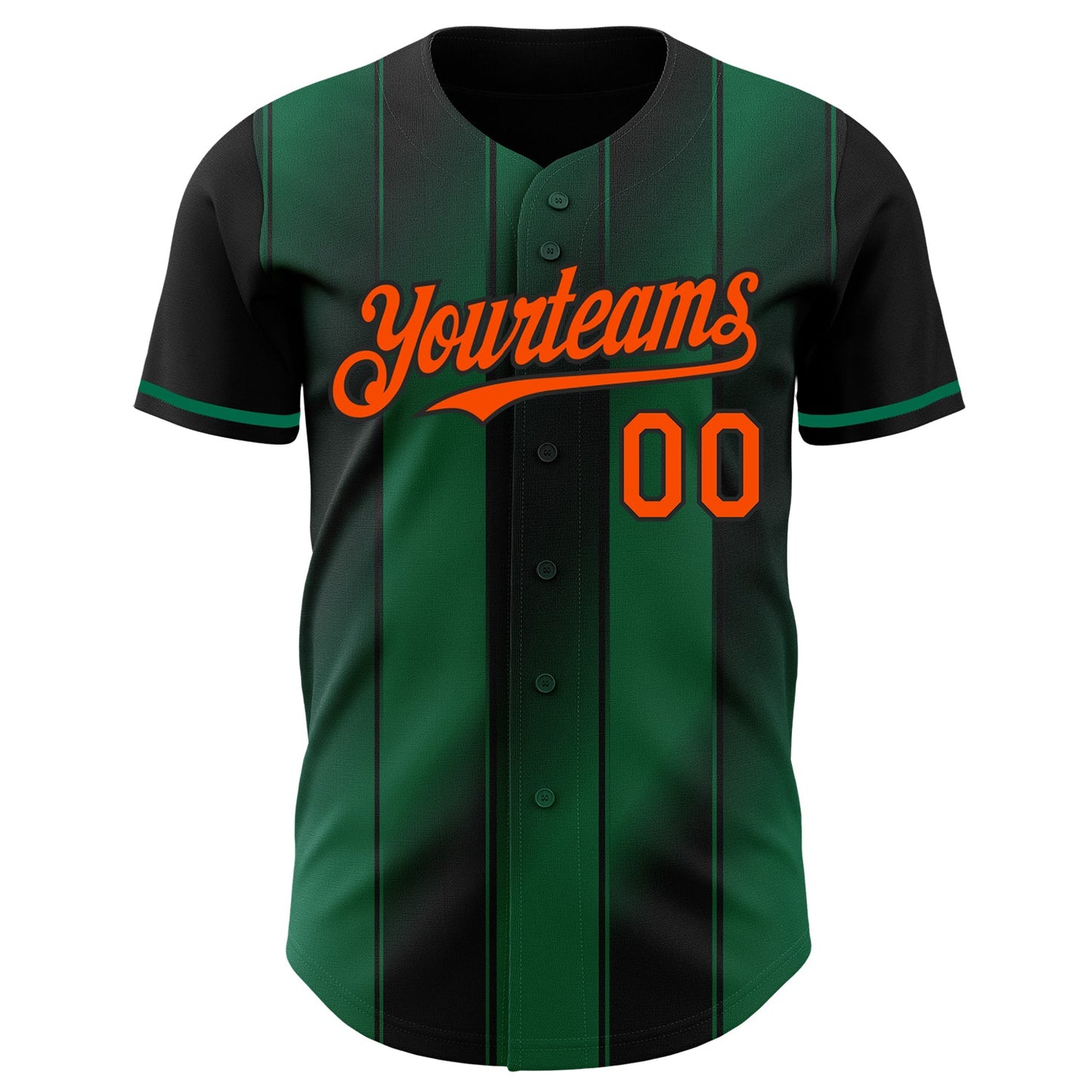 Custom Black Orange-Kelly Green Gradient Classic Vertical Stripe Authentic Baseball Jersey view 2