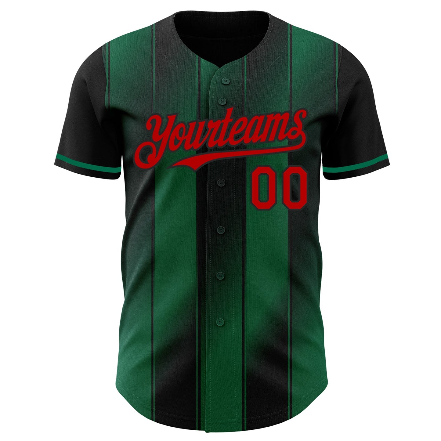 Custom Black Red-Kelly Green Gradient Classic Vertical Stripe Authentic Baseball Jersey view 2
