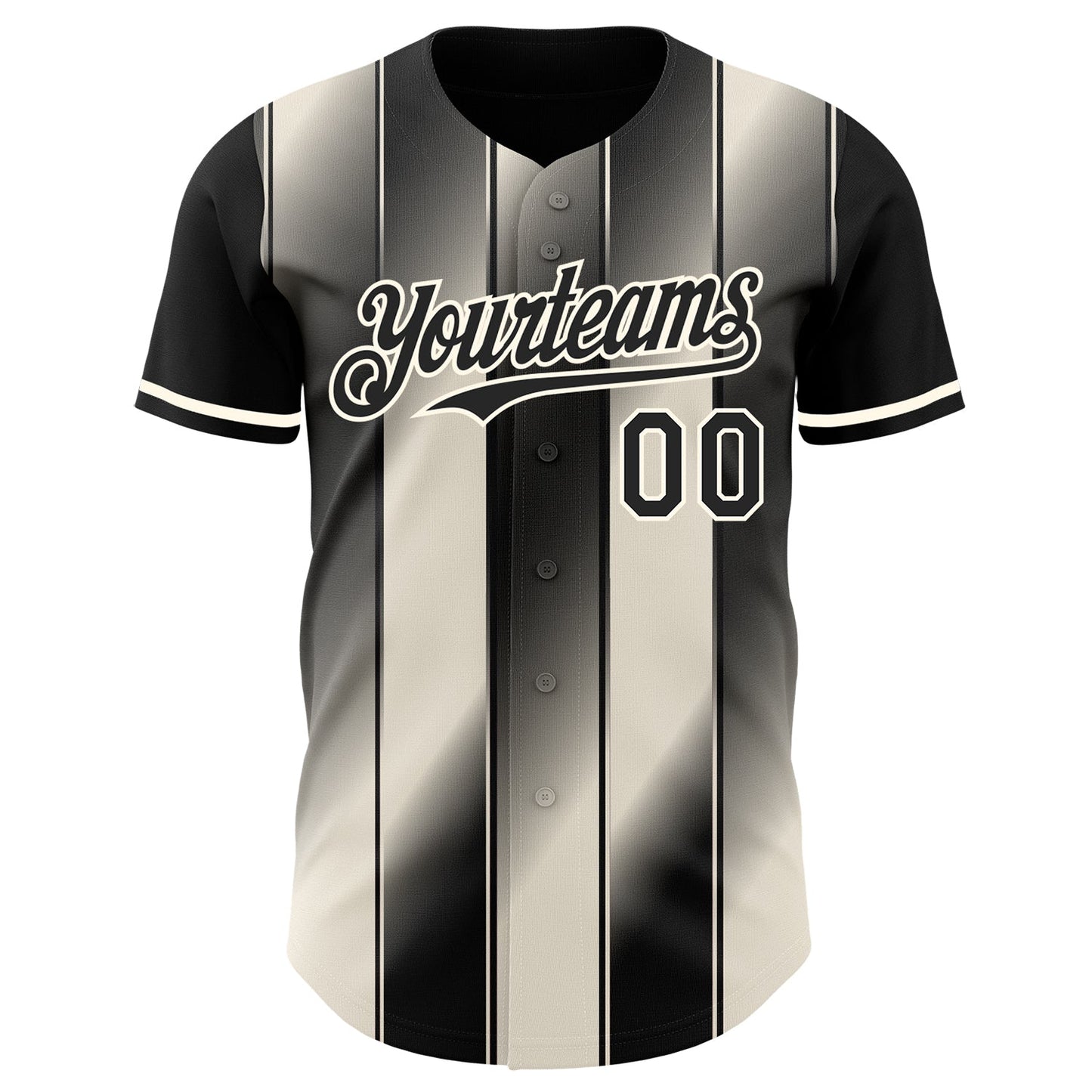 Custom Black Cream-Cream Gradient Classic Vertical Stripe Authentic Baseball Jersey view 2