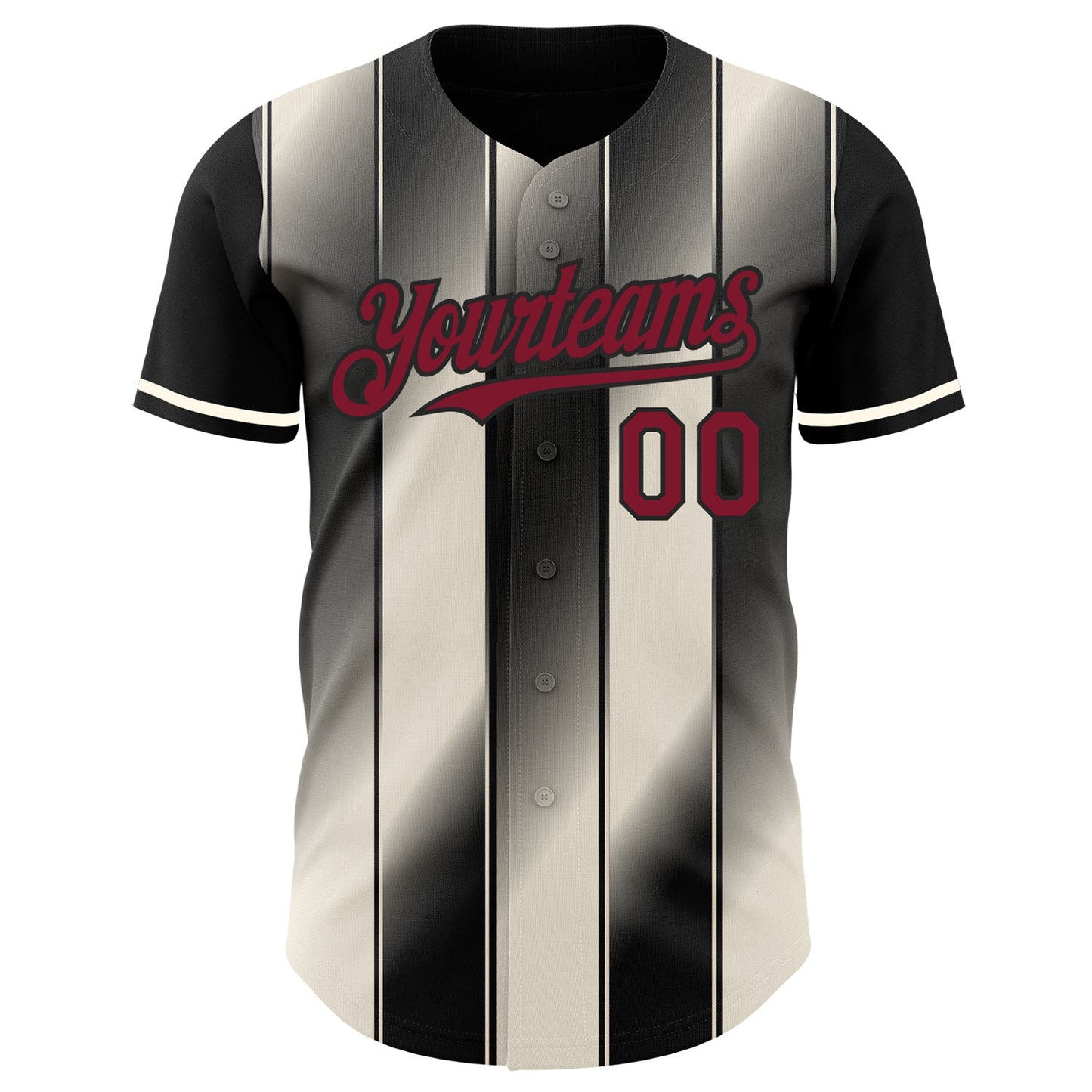 Custom Black Crimson-Cream Gradient Classic Vertical Stripe Authentic Baseball Jersey view 2