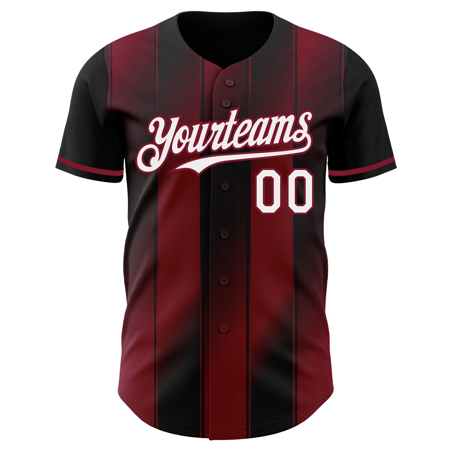 Custom Black White-Crimson Gradient Classic Vertical Stripe Authentic Baseball Jersey view 2