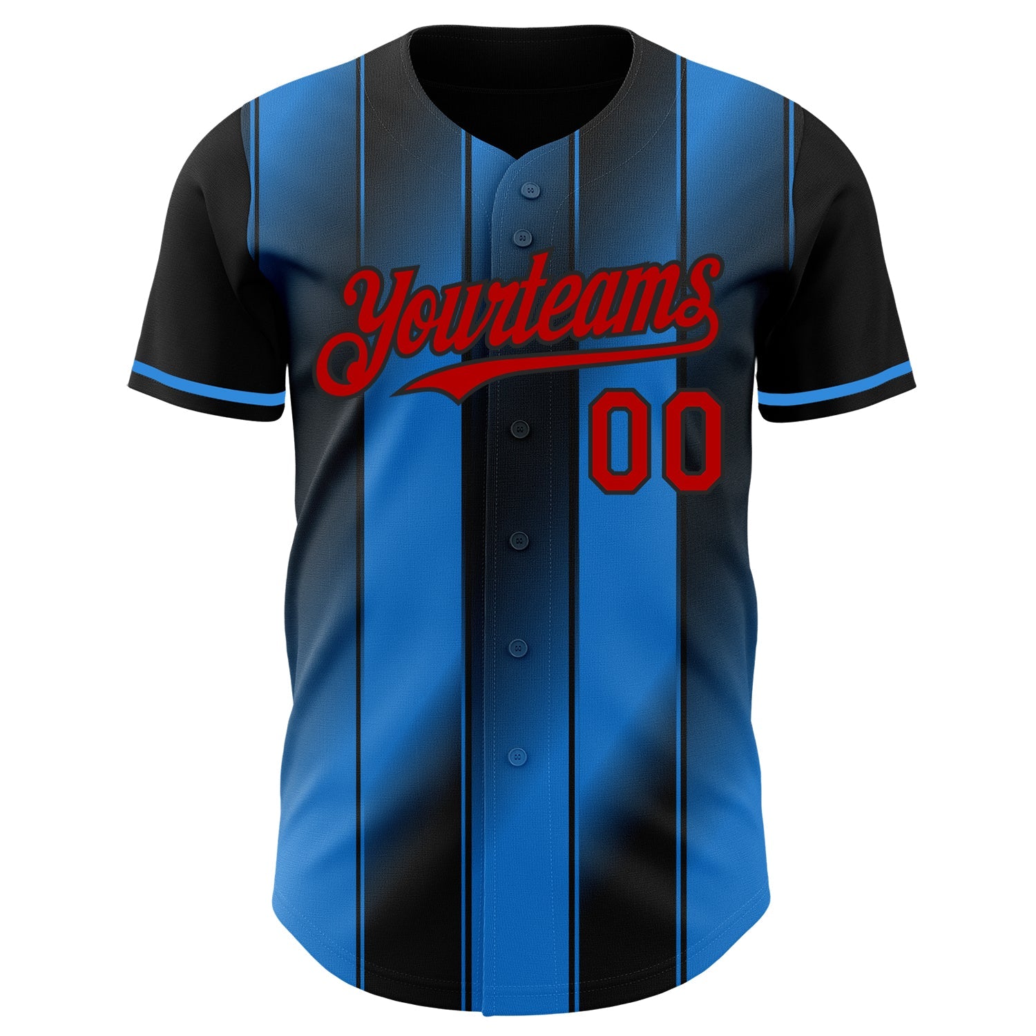 Custom Black Red-Electric Blue Gradient Classic Vertical Stripe Authentic Baseball Jersey view 2