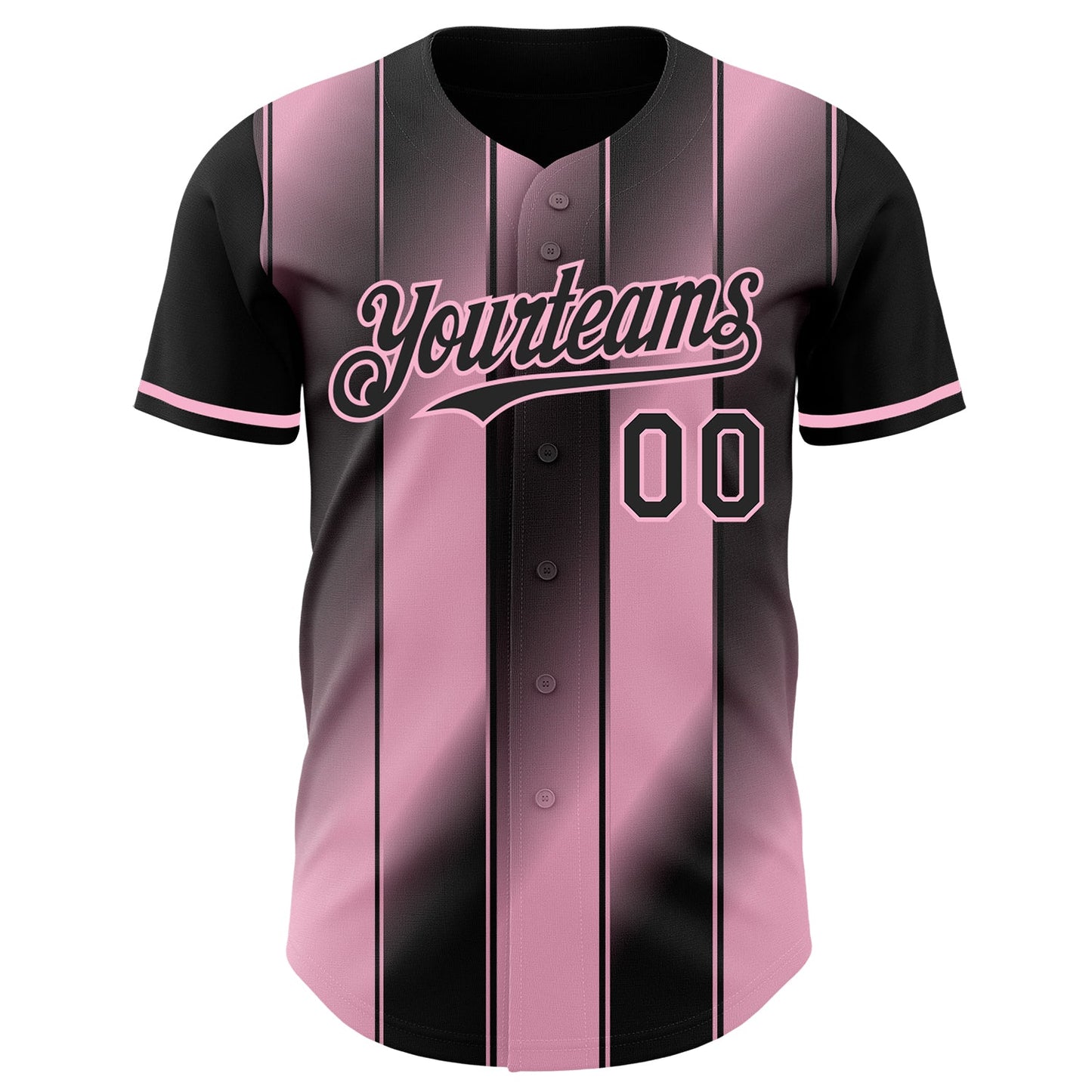 Custom Black-Light Pink Gradient Classic Vertical Stripe Authentic Baseball Jersey view 2