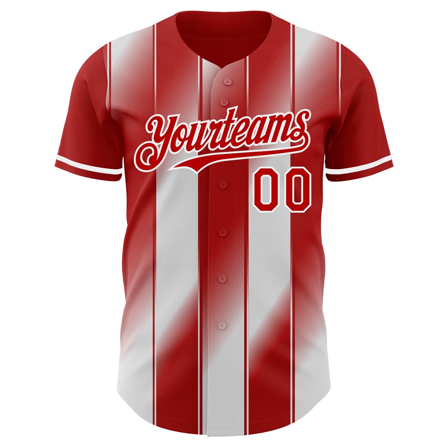 Custom Red-White Gradient Classic Vertical Stripe Authentic Baseball Jersey view 2