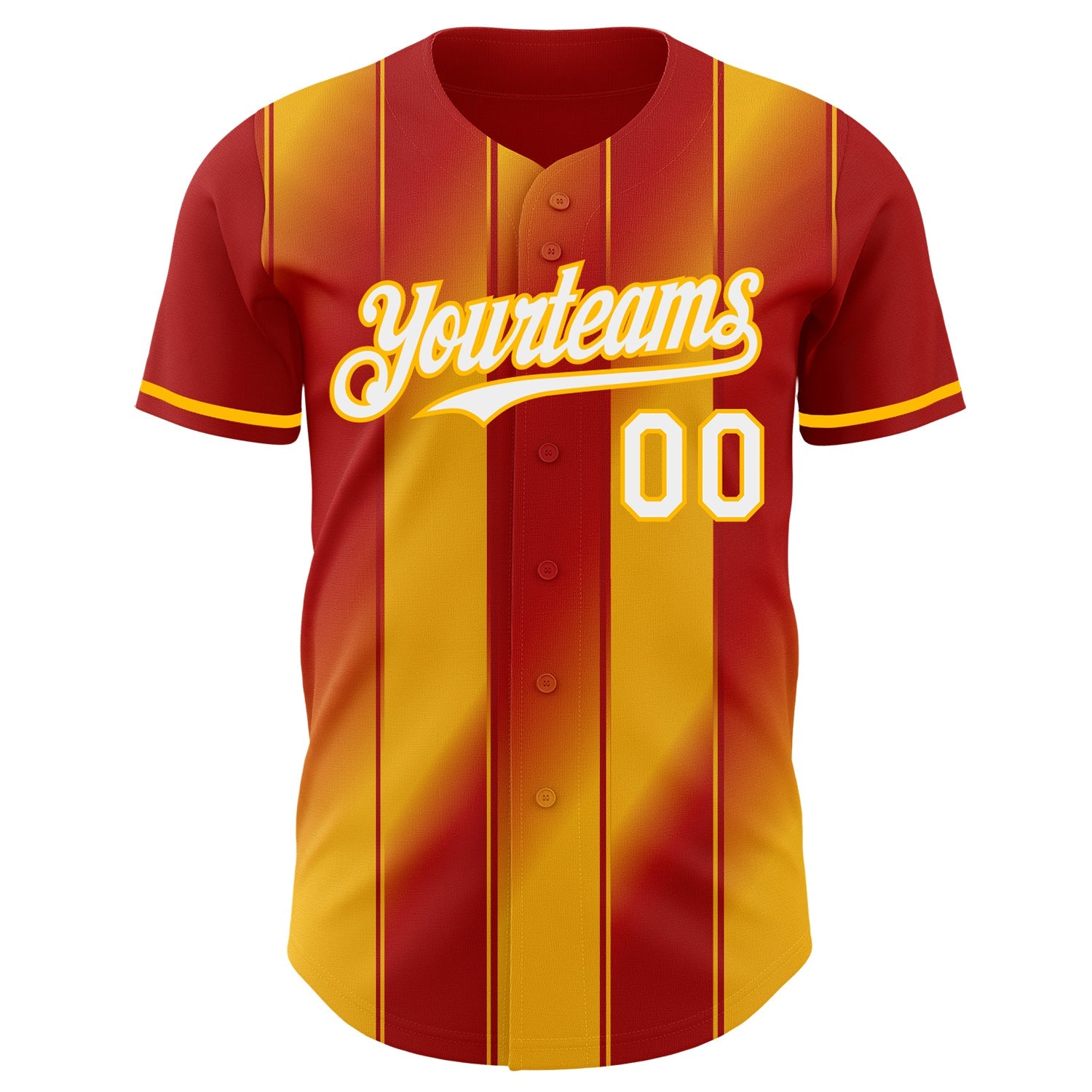 Custom Red White-Gold Gradient Classic Vertical Stripe Authentic Baseball Jersey view 2