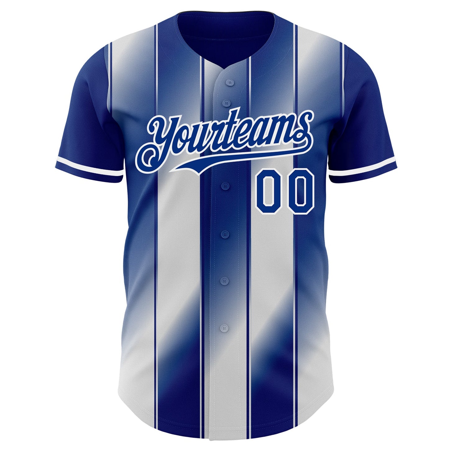 Custom Royal-White Gradient Classic Vertical Stripe Authentic Baseball Jersey view 2