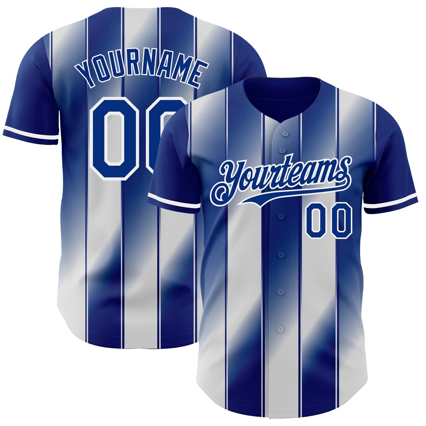 Custom Royal-White Gradient Classic Vertical Stripe Authentic Baseball Jersey - Main View