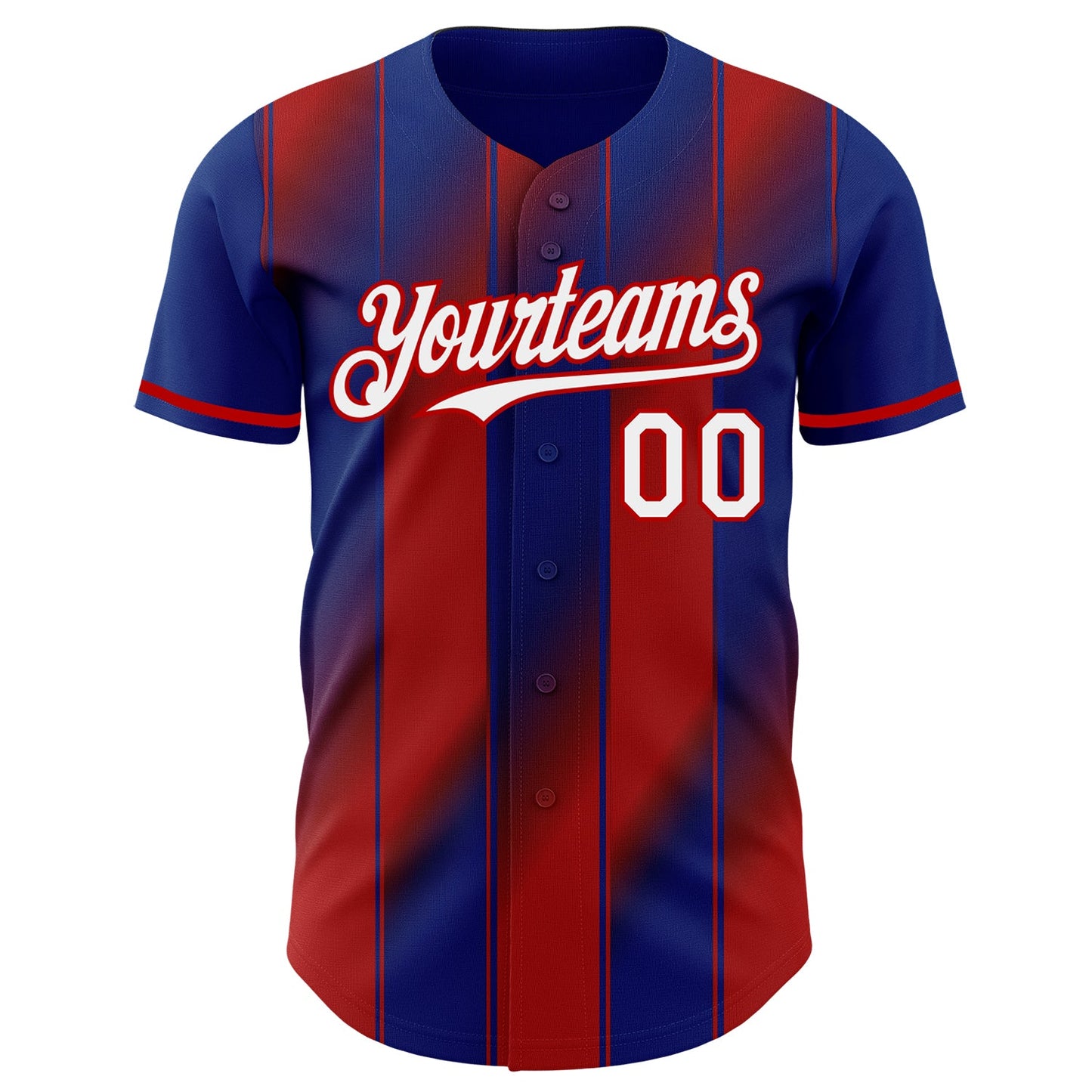 Custom Royal White-Red Gradient Classic Vertical Stripe Authentic Baseball Jersey view 2