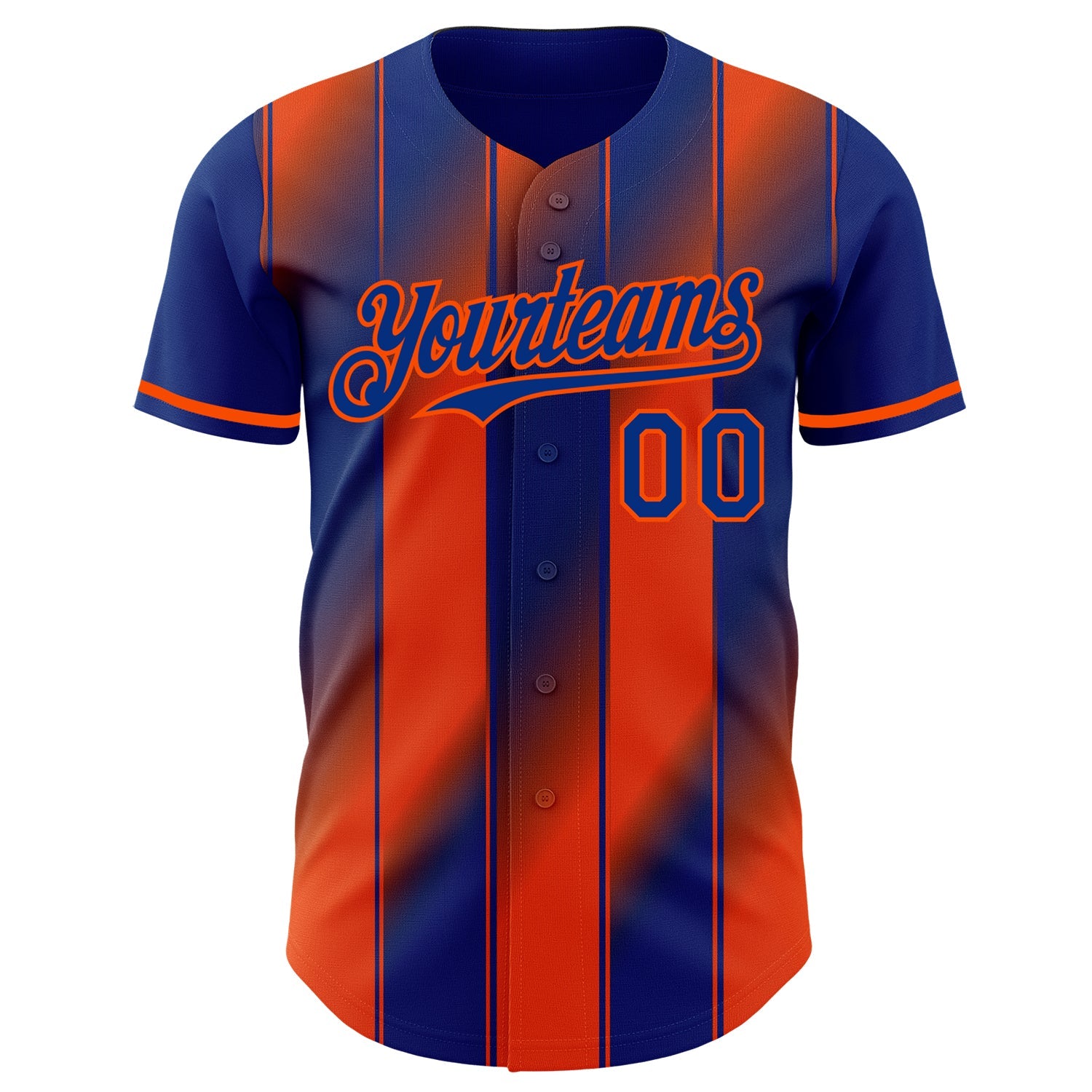 Custom Royal-Orange Gradient Classic Vertical Stripe Authentic Baseball Jersey view 2