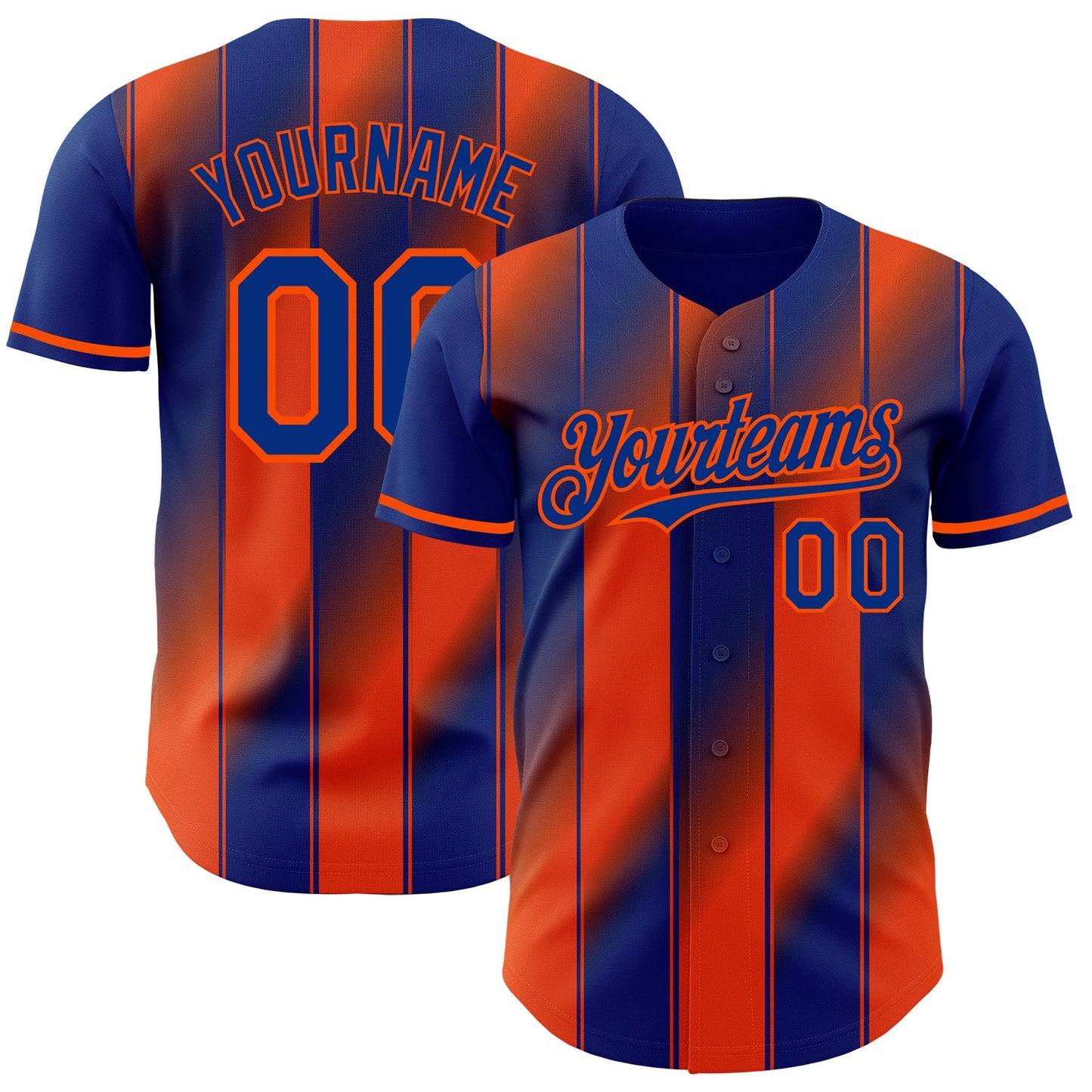 Custom Royal-Orange Gradient Classic Vertical Stripe Authentic Baseball Jersey - Main View