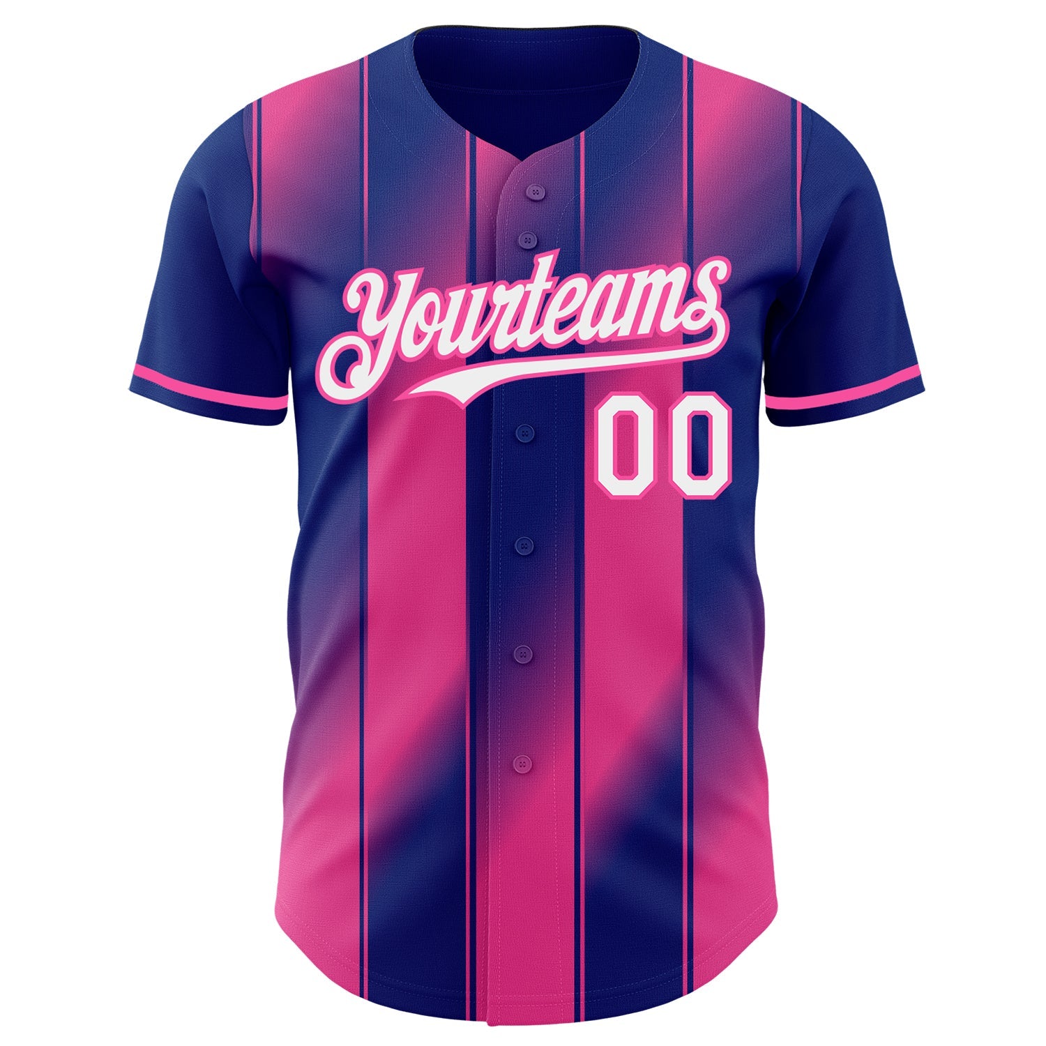 Custom Royal White-Pink Gradient Classic Vertical Stripe Authentic Baseball Jersey view 2
