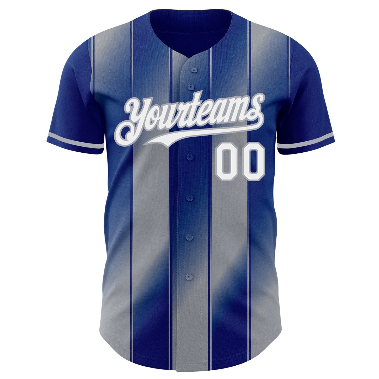 Custom Royal White-Gray Gradient Classic Vertical Stripe Authentic Baseball Jersey view 2