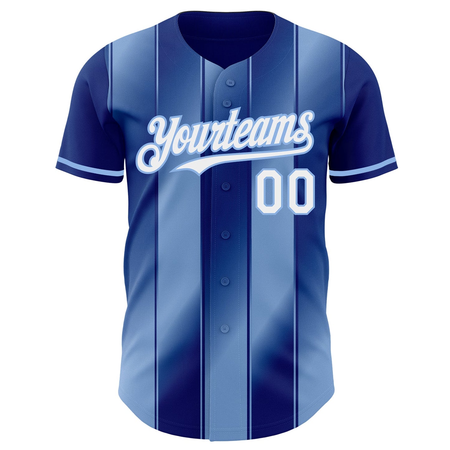 Custom Royal White-Light Blue Gradient Classic Vertical Stripe Authentic Baseball Jersey view 2