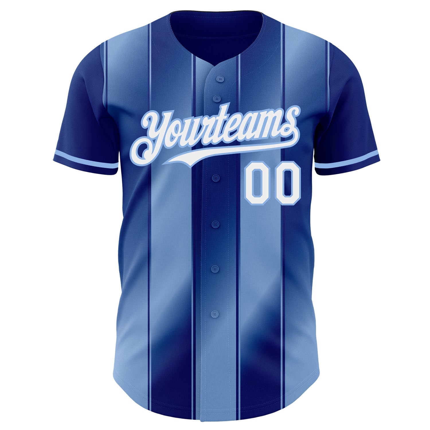 Custom Royal White-Light Blue Gradient Classic Vertical Stripe Authentic Baseball Jersey view 2
