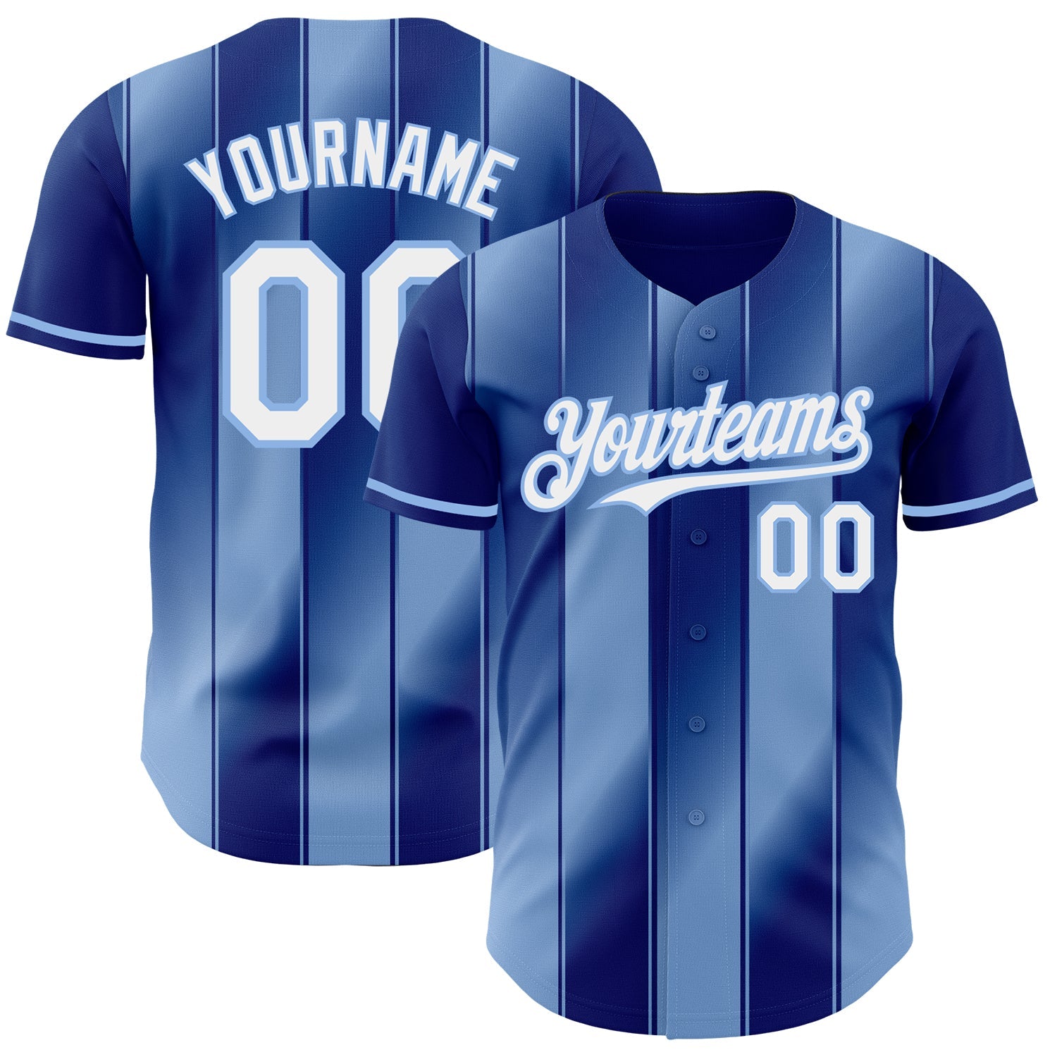 Custom Royal White-Light Blue Gradient Classic Vertical Stripe Authentic Baseball Jersey - Main View