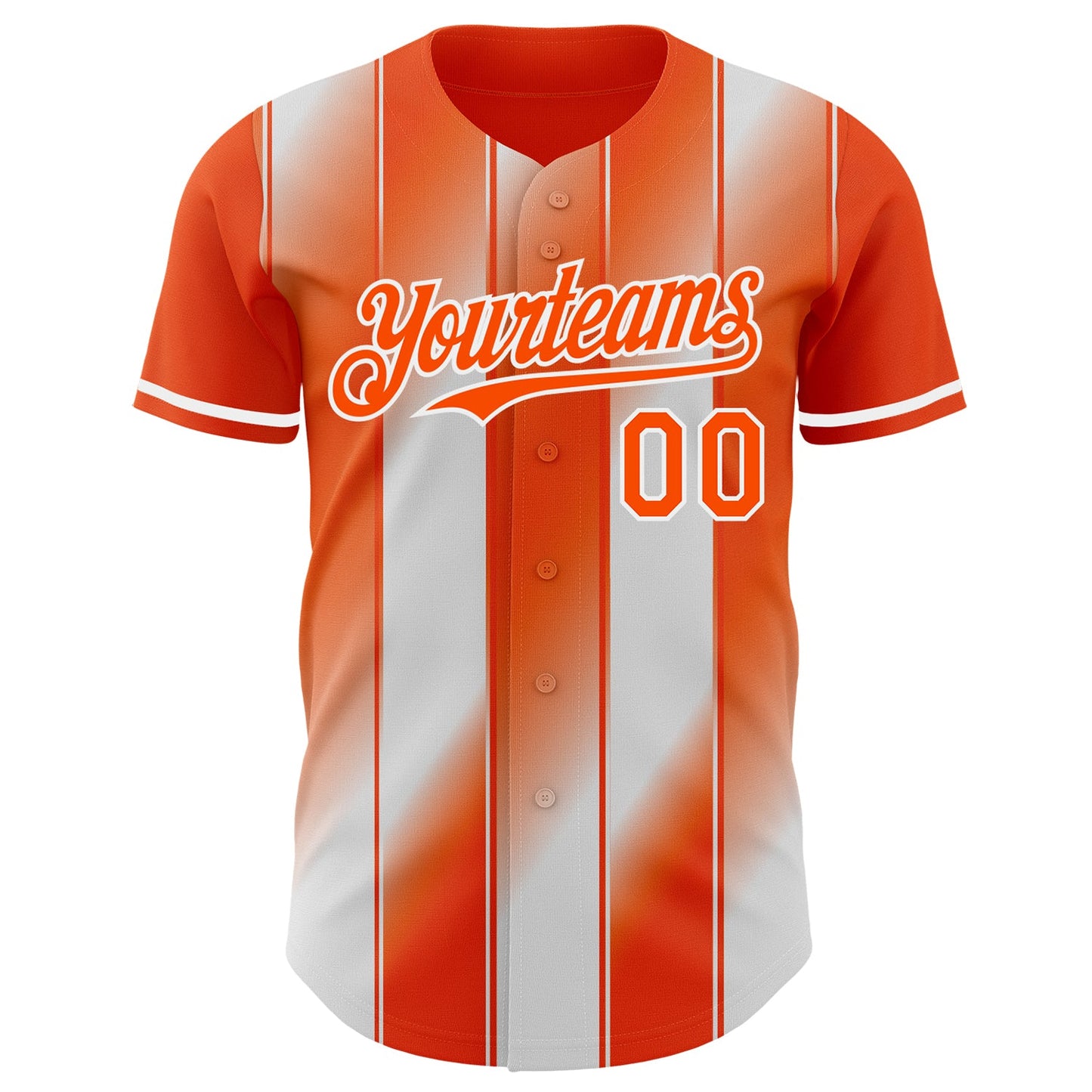 Custom Orange-White Gradient Classic Vertical Stripe Authentic Baseball Jersey view 2