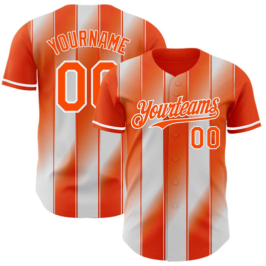 Custom Orange-White Gradient Classic Vertical Stripe Authentic Baseball Jersey - Main View