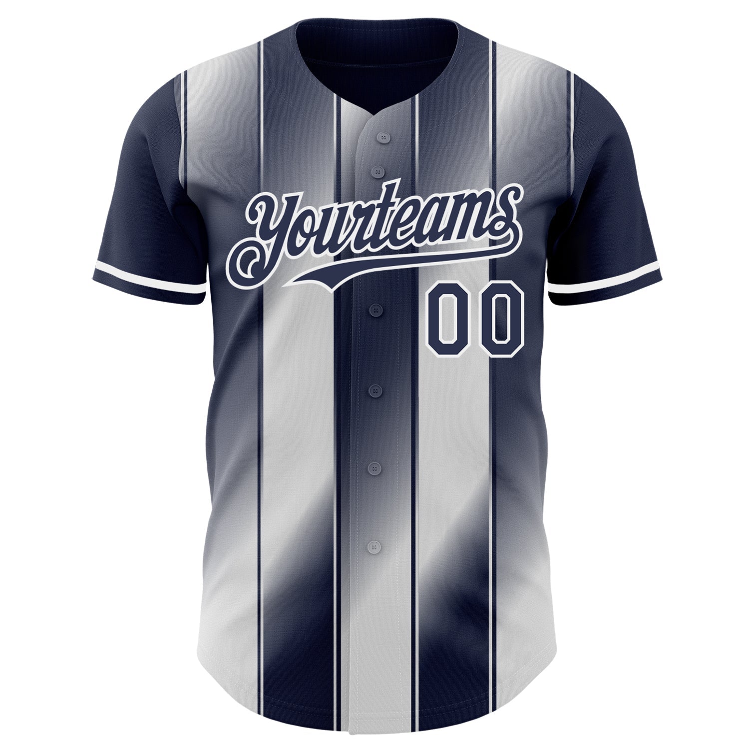 Custom Navy-White Gradient Classic Vertical Stripe Authentic Baseball Jersey view 2