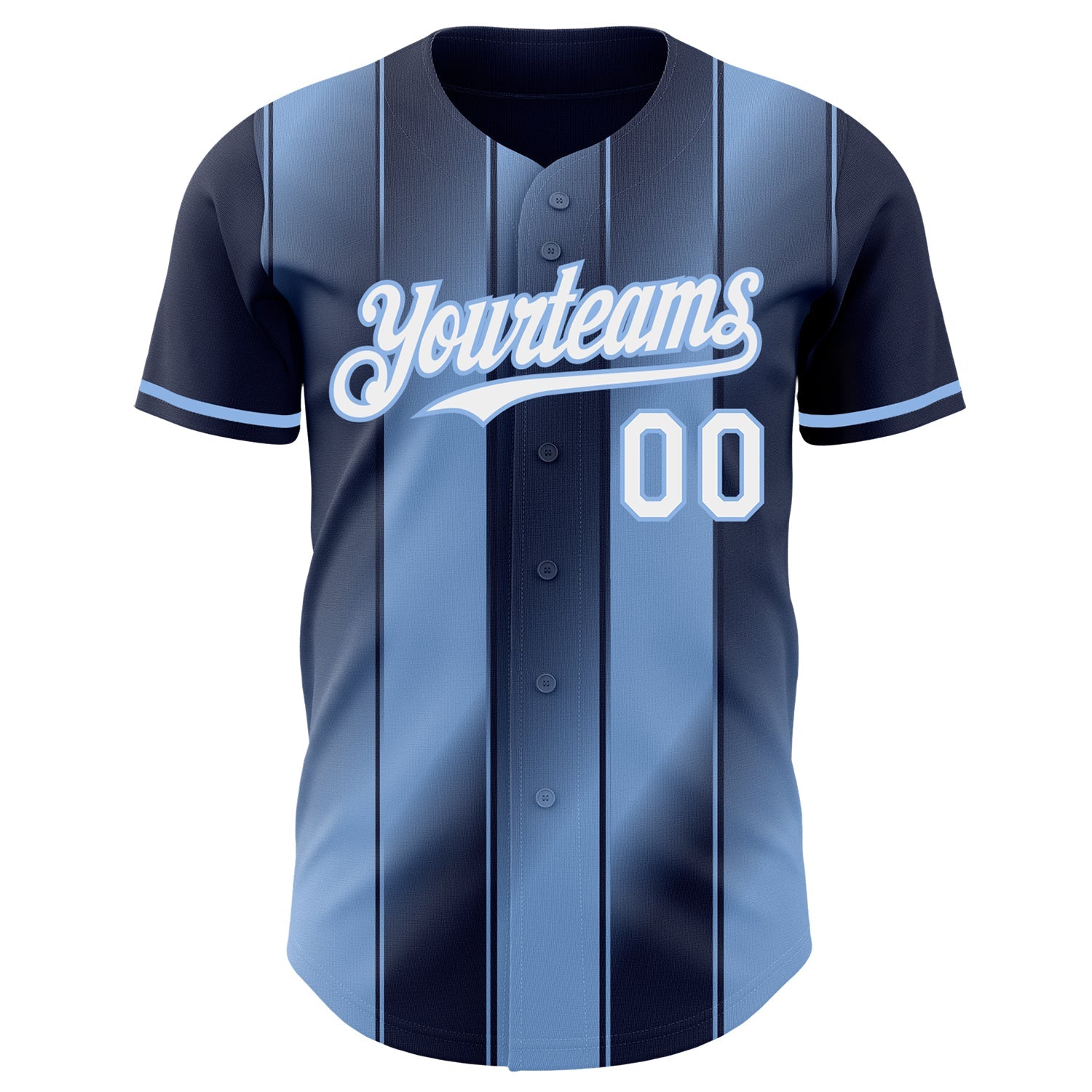Custom Navy White-Light Blue Gradient Classic Vertical Stripe Authentic Baseball Jersey view 2