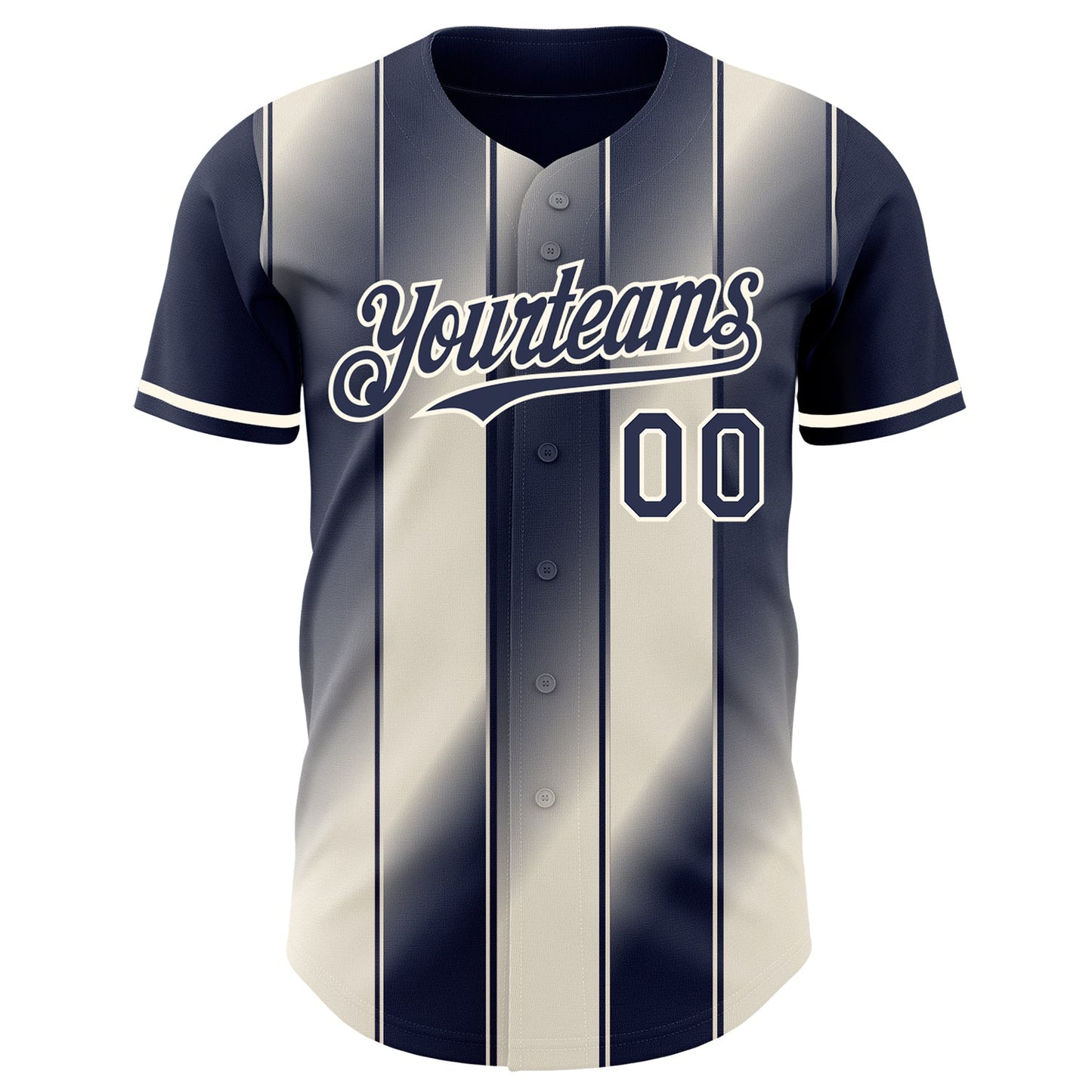 Custom Navy Cream-Cream Gradient Classic Vertical Stripe Authentic Baseball Jersey view 2