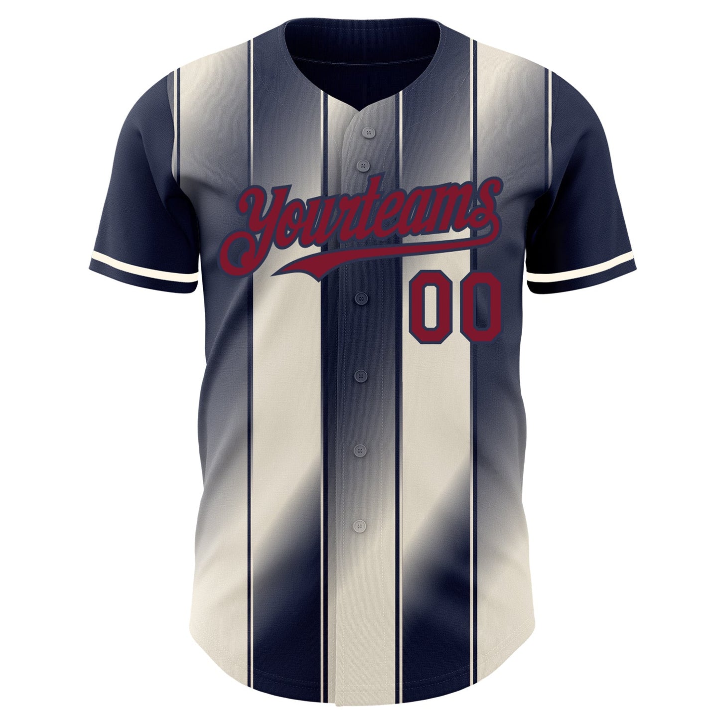 Custom Navy Crimson-Cream Gradient Classic Vertical Stripe Authentic Baseball Jersey view 2