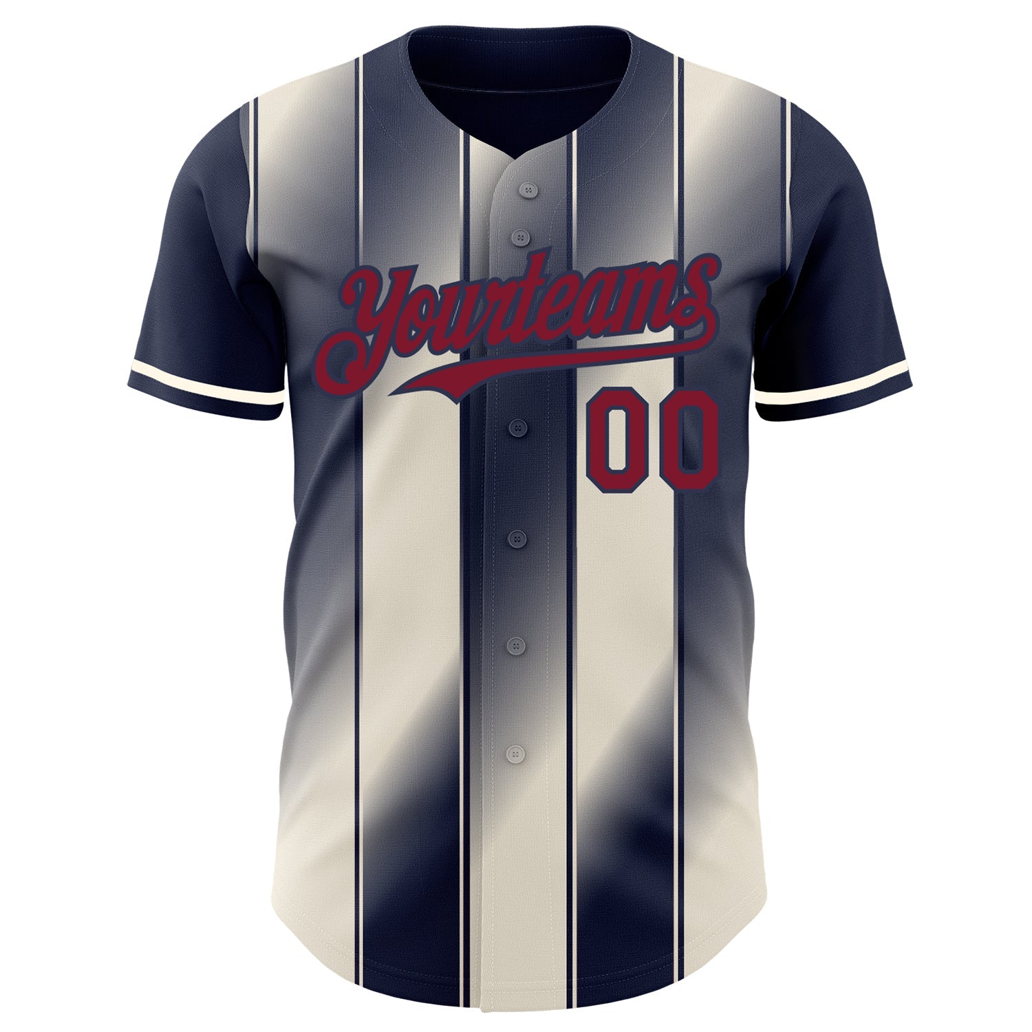 Custom Navy Crimson-Cream Gradient Classic Vertical Stripe Authentic Baseball Jersey view 2
