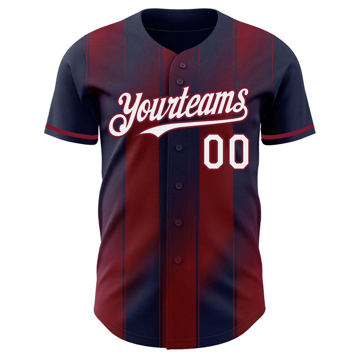 Custom Navy White-Crimson Gradient Classic Vertical Stripe Authentic Baseball Jersey view 2