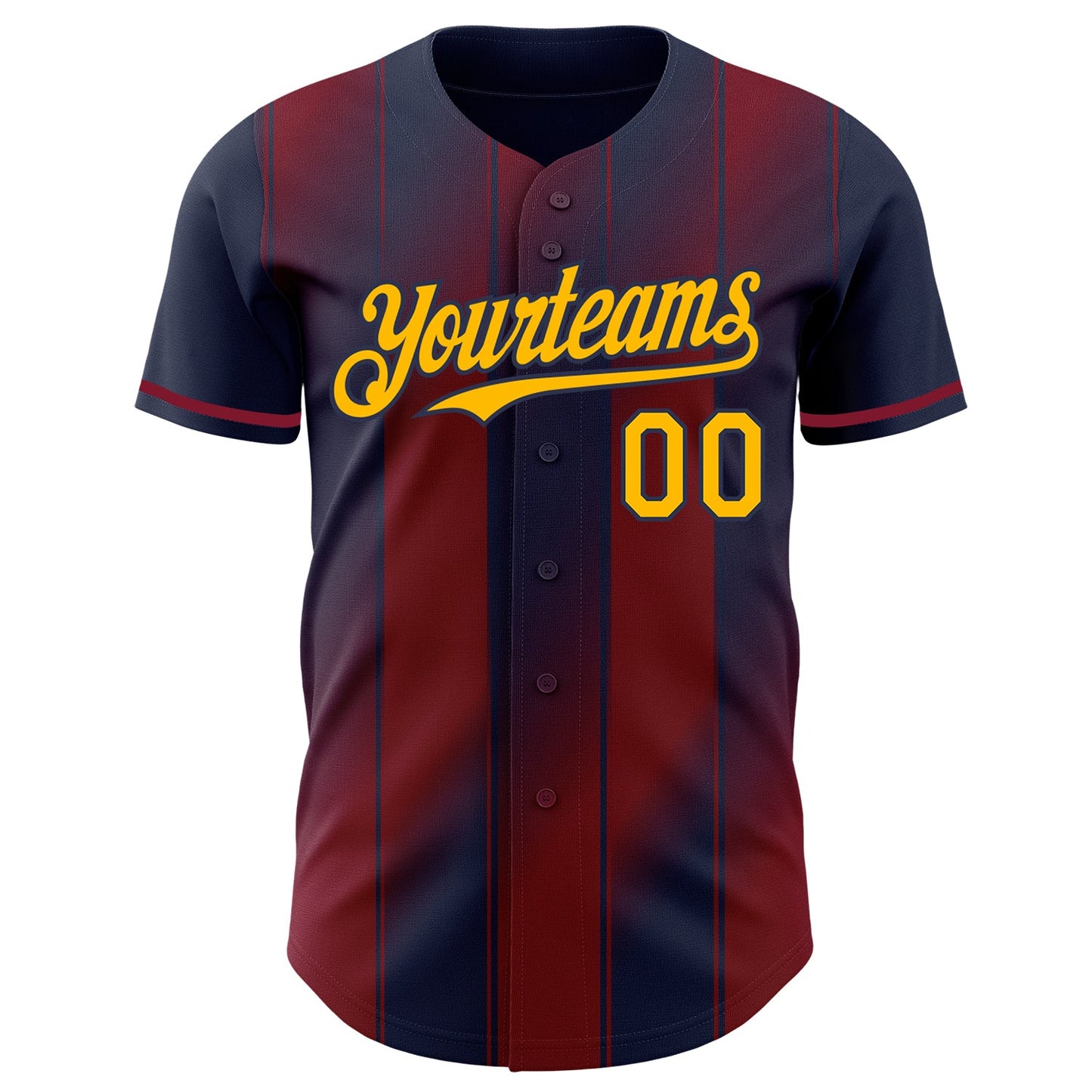 Custom Navy Gold-Crimson Gradient Classic Vertical Stripe Authentic Baseball Jersey view 2
