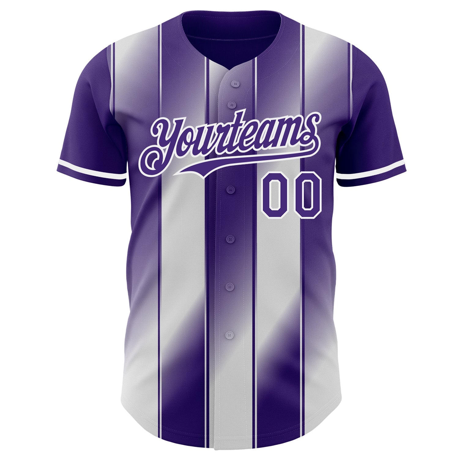 Custom Purple-White Gradient Classic Vertical Stripe Authentic Baseball Jersey view 2