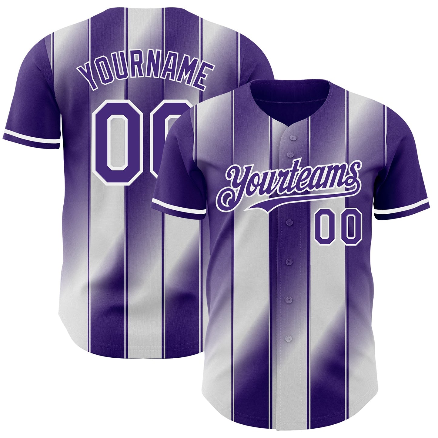 Custom Purple-White Gradient Classic Vertical Stripe Authentic Baseball Jersey - Main View