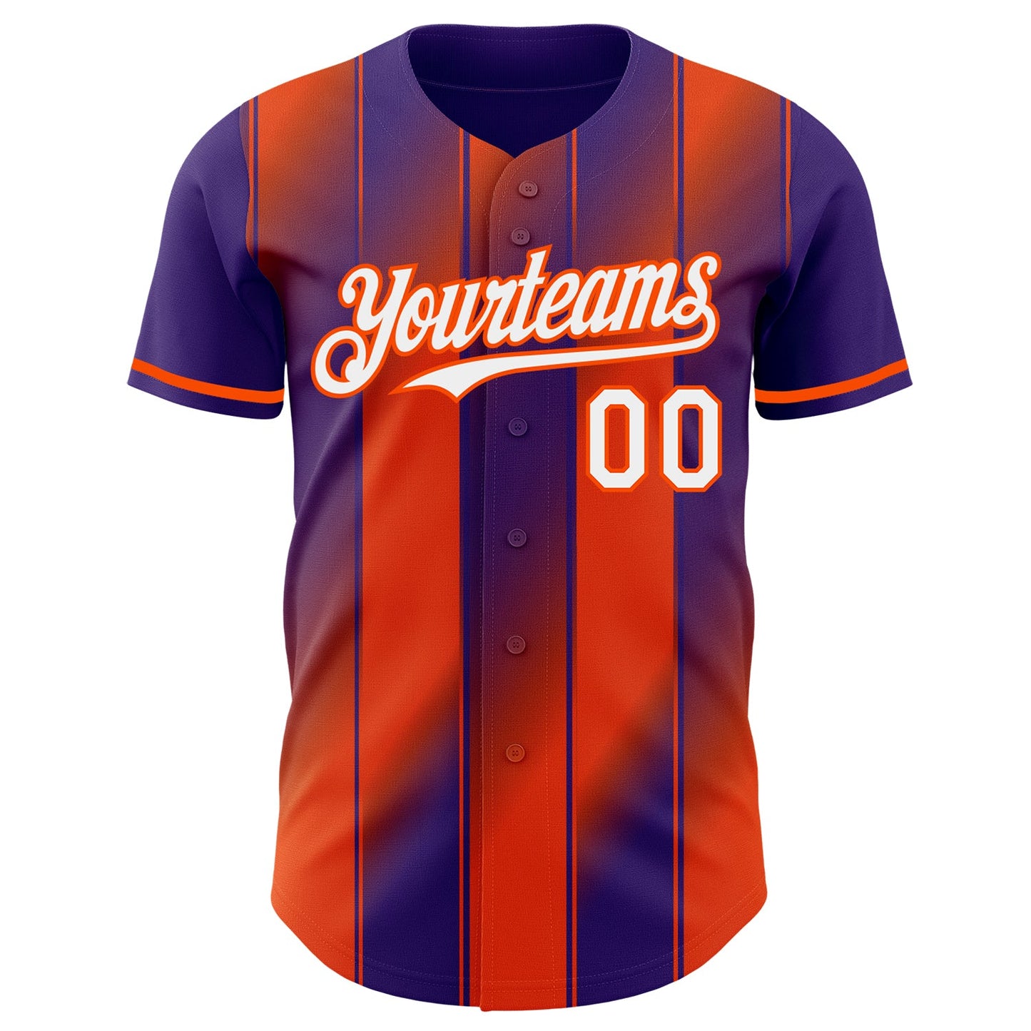 Custom Purple White-Orange Gradient Classic Vertical Stripe Authentic Baseball Jersey view 2