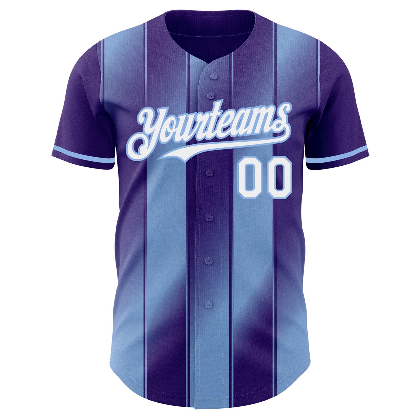 Custom Purple White-Light Blue Gradient Classic Vertical Stripe Authentic Baseball Jersey view 2