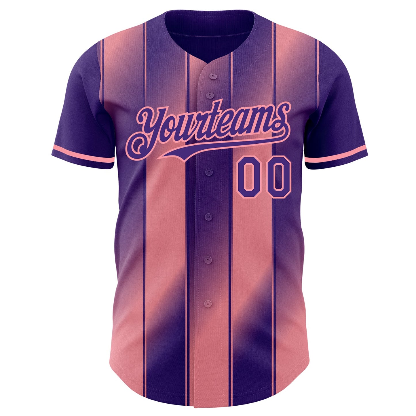 Custom Purple-Medium Pink Gradient Classic Vertical Stripe Authentic Baseball Jersey view 2
