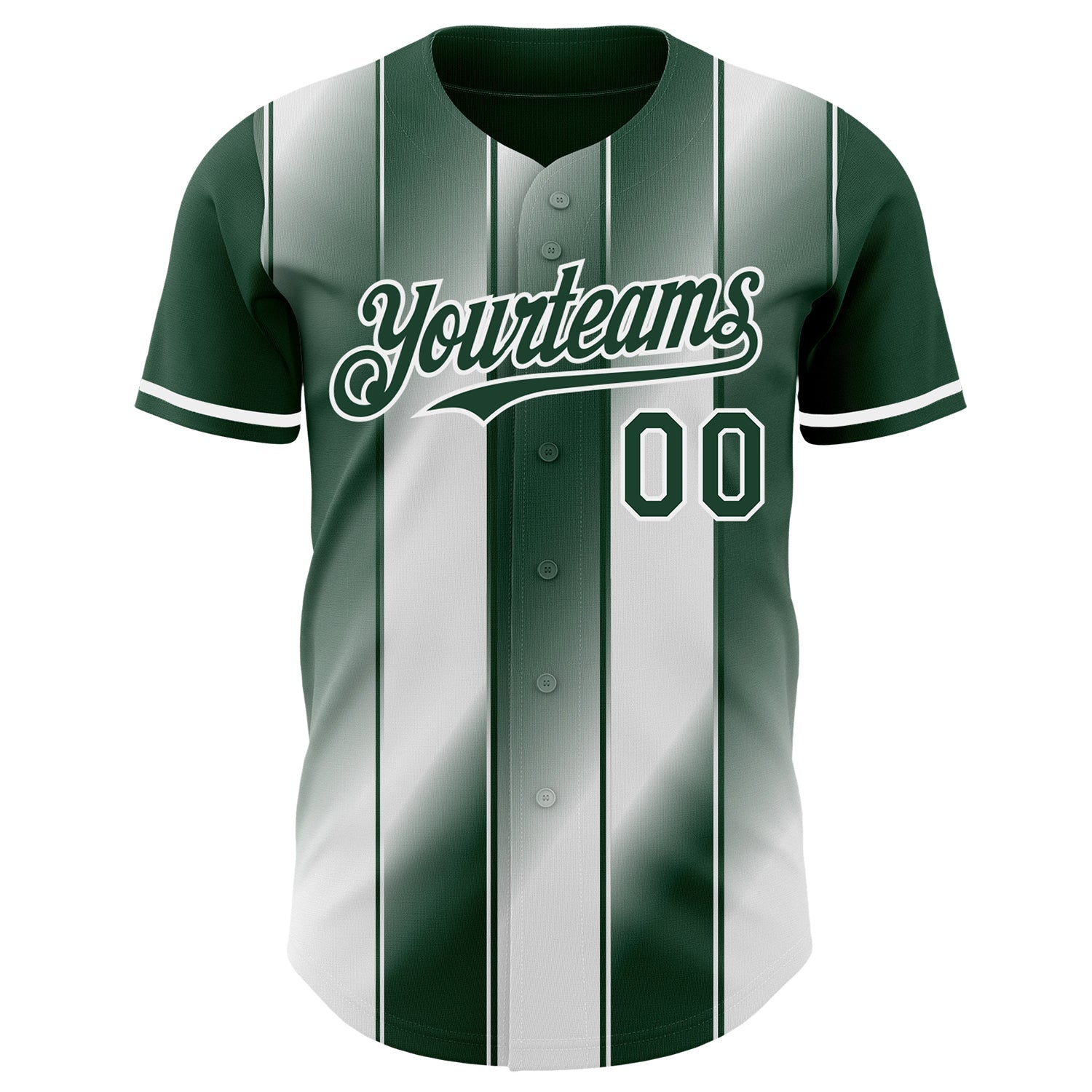 Custom Green-White Gradient Classic Vertical Stripe Authentic Baseball Jersey view 2