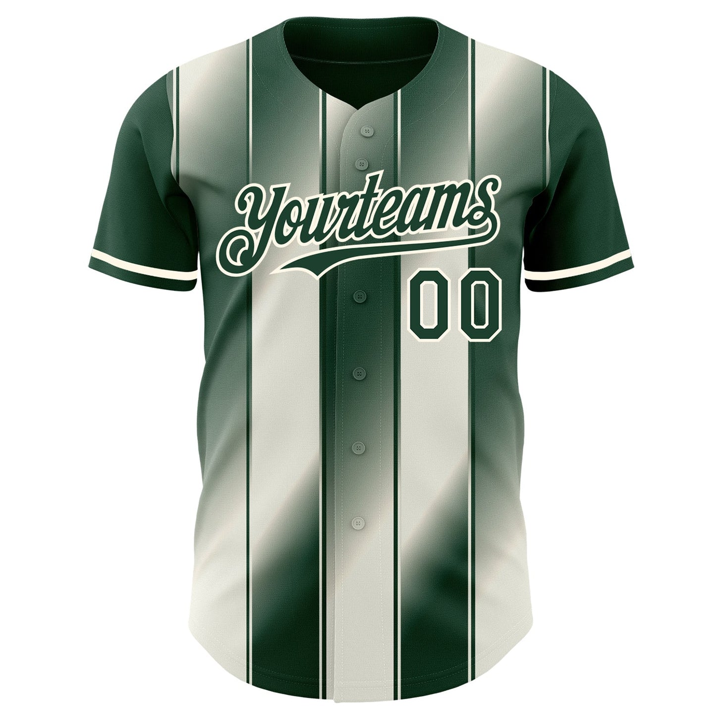 Custom Green Cream-Cream Gradient Classic Vertical Stripe Authentic Baseball Jersey view 2