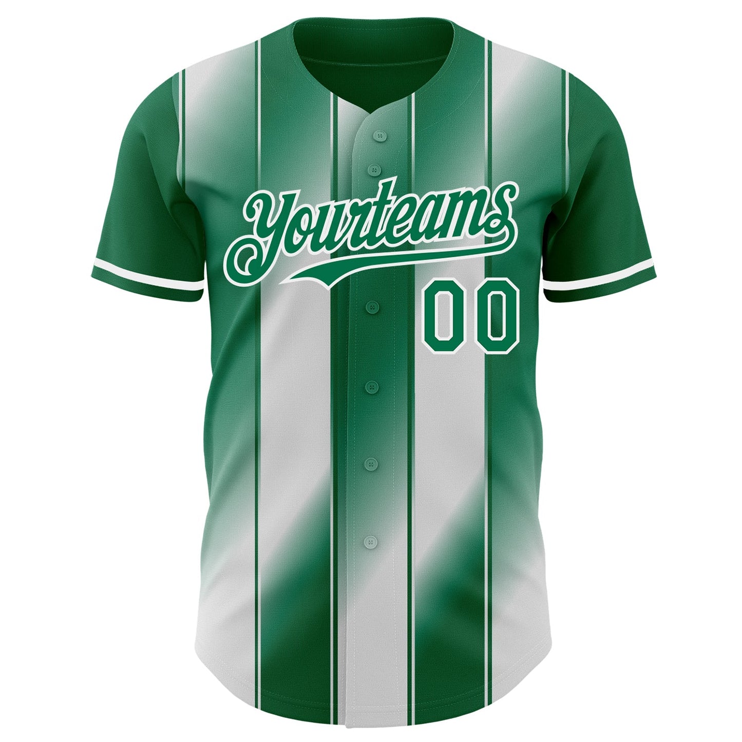 Custom Kelly Green-White Gradient Classic Vertical Stripe Authentic Baseball Jersey view 2
