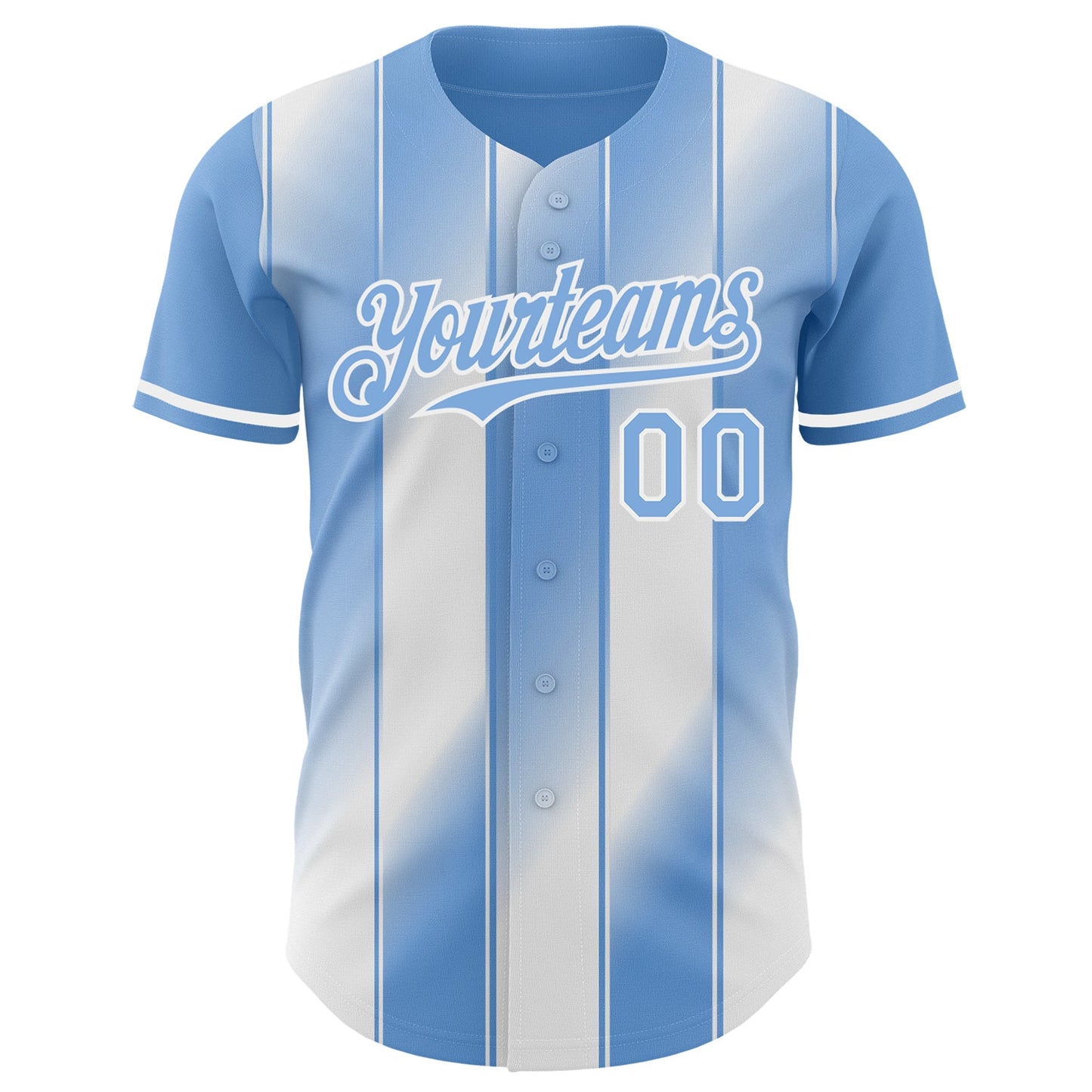Custom Light Blue-White Gradient Classic Vertical Stripe Authentic Baseball Jersey view 2