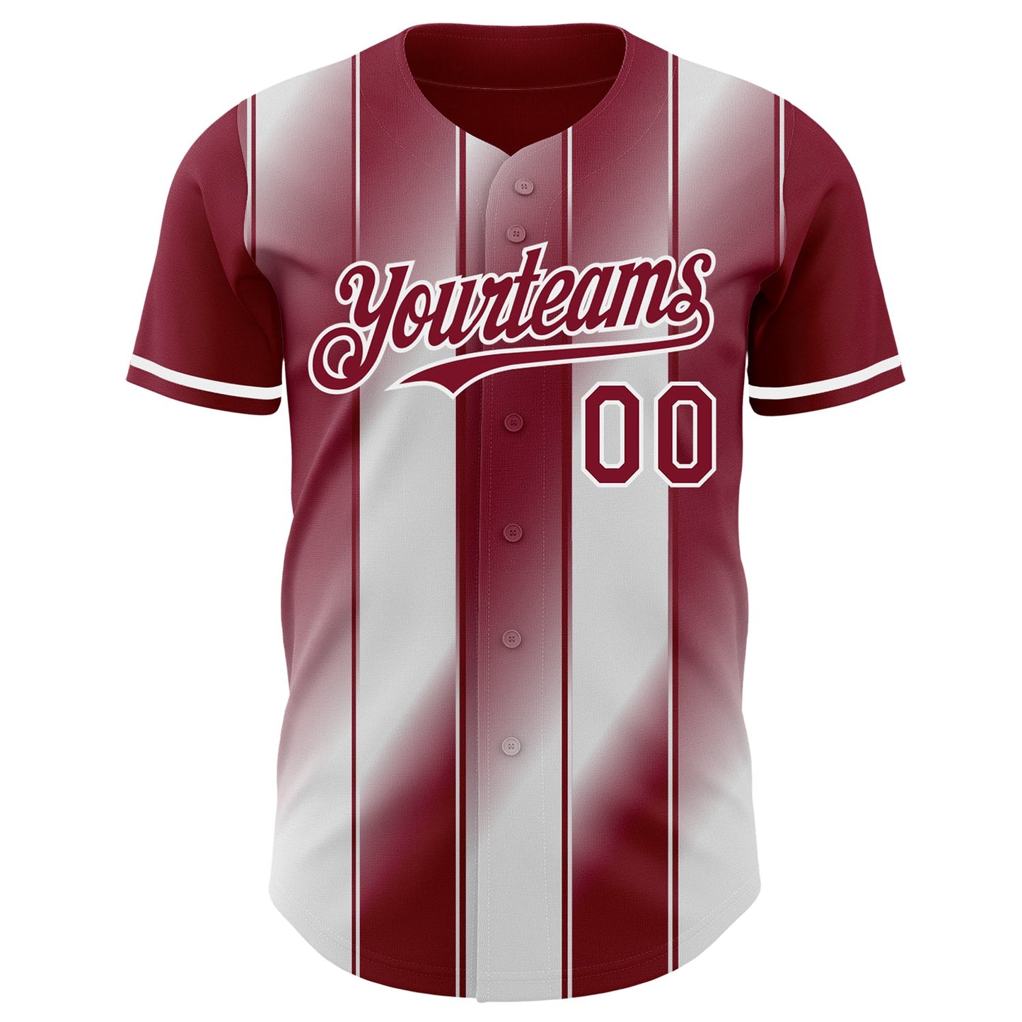 Custom Crimson-White Gradient Classic Vertical Stripe Authentic Baseball Jersey view 2