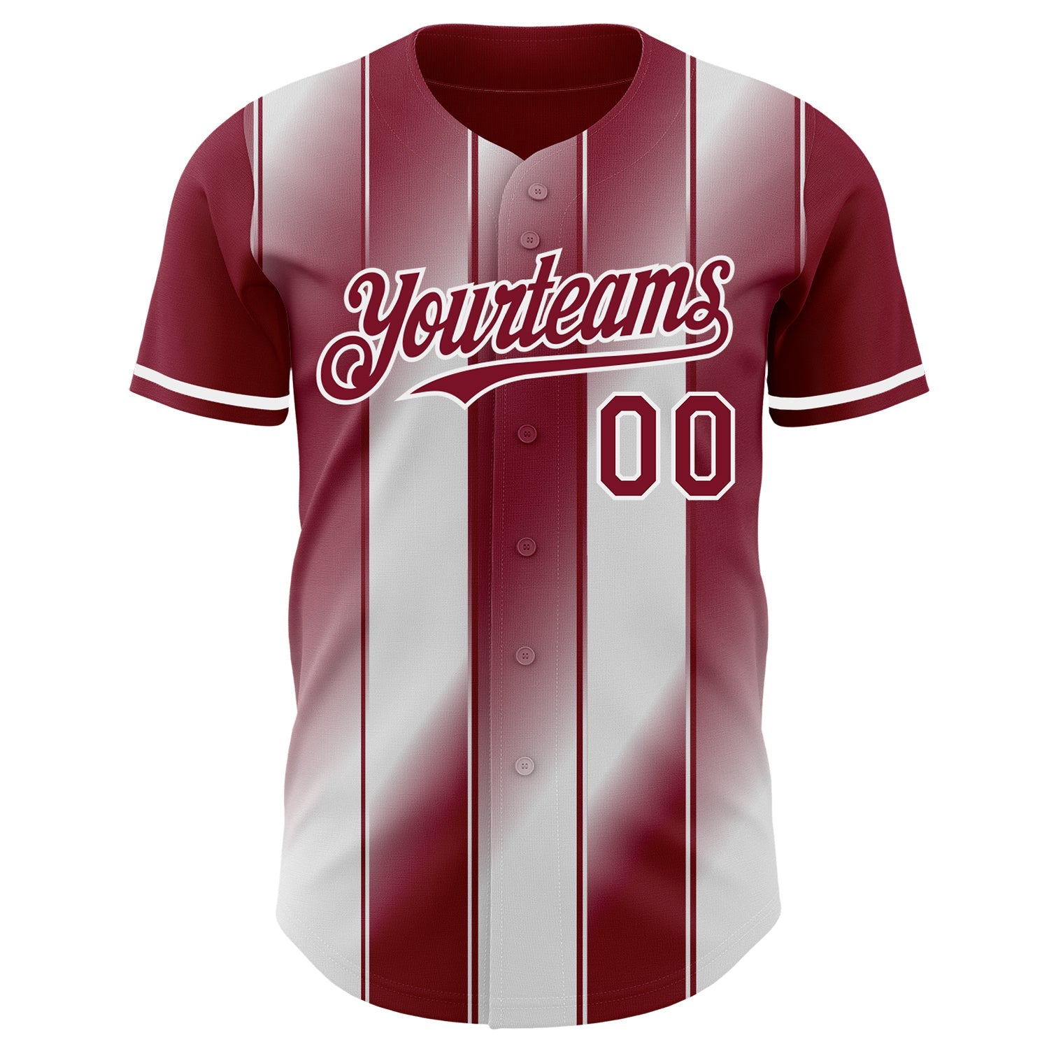 Custom Crimson-White Gradient Classic Vertical Stripe Authentic Baseball Jersey view 2